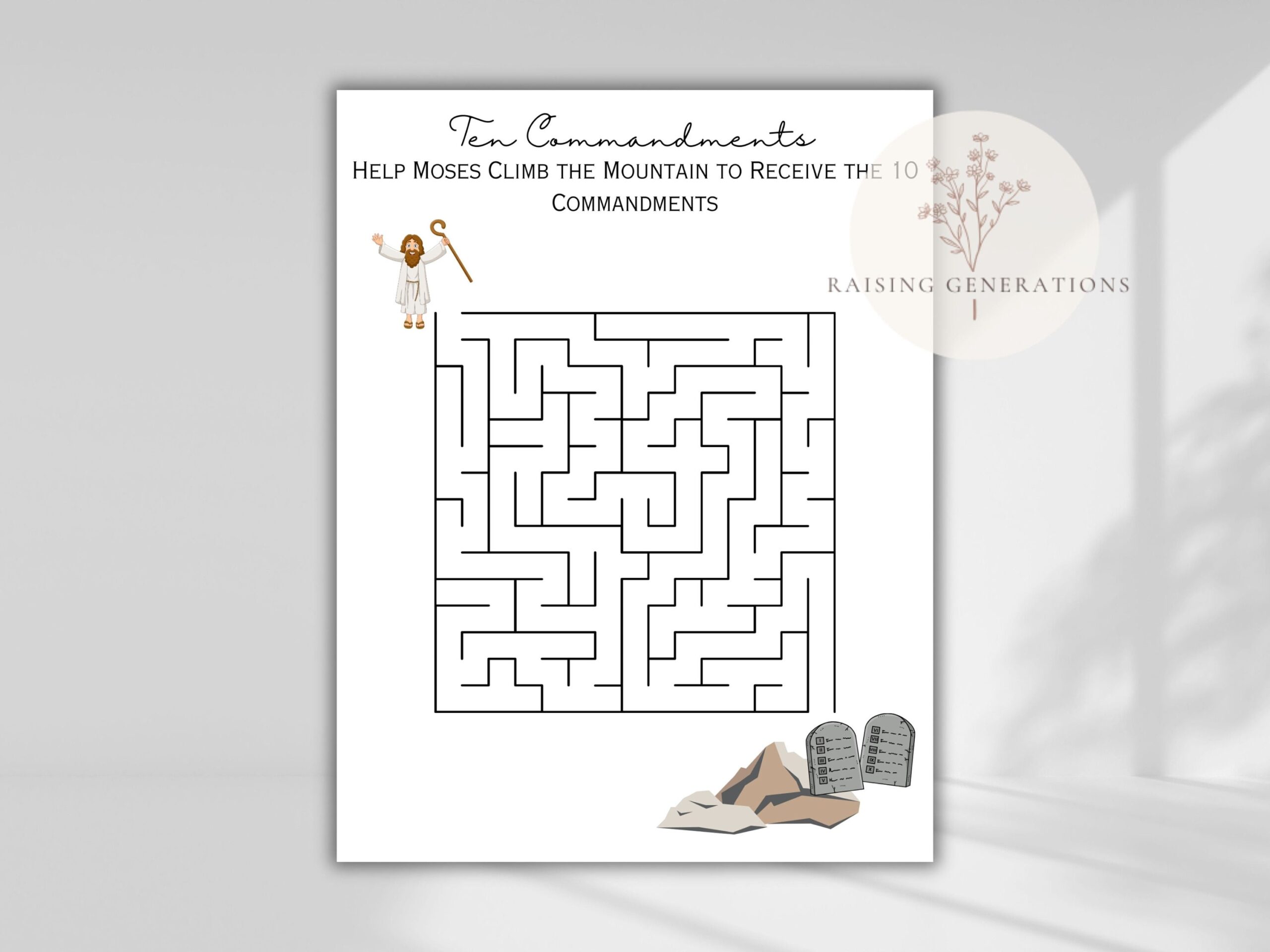 10 Commandments Printable Activity Word Search Maze Memory 