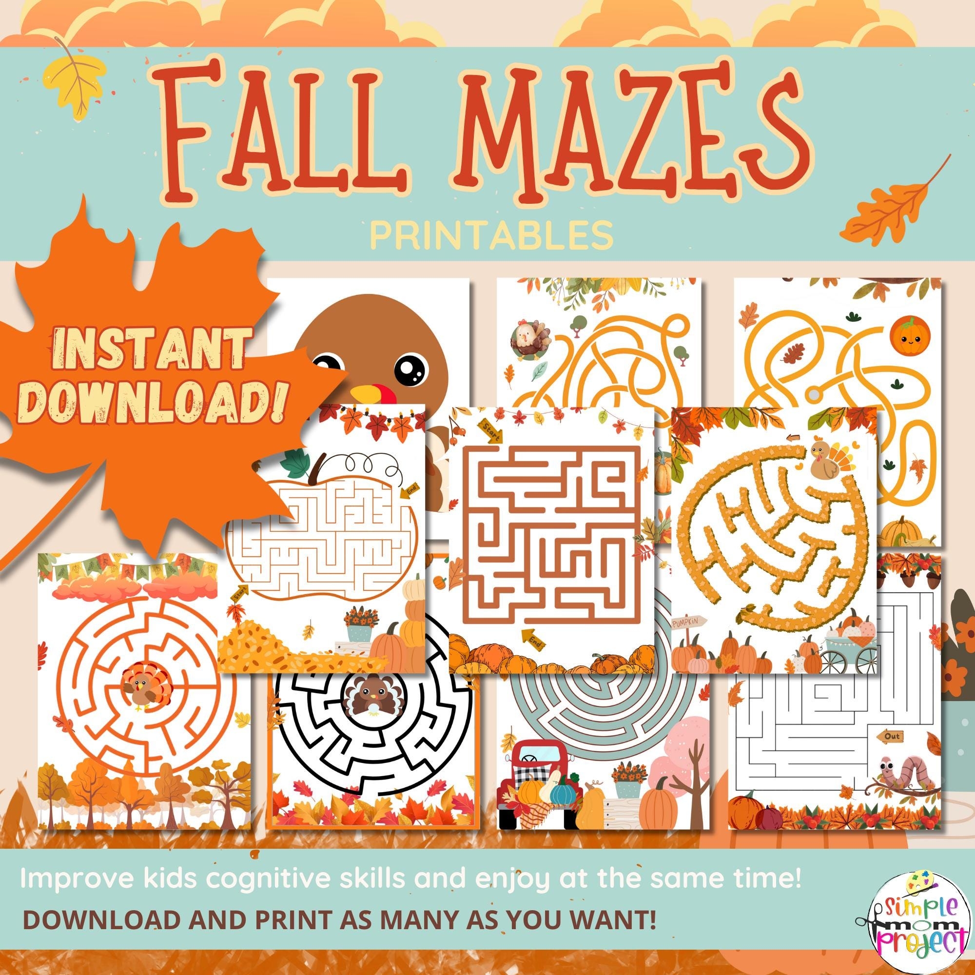 10 Fall Mazes Printable Autumn Mazes Fall Maze Worksheets For 
