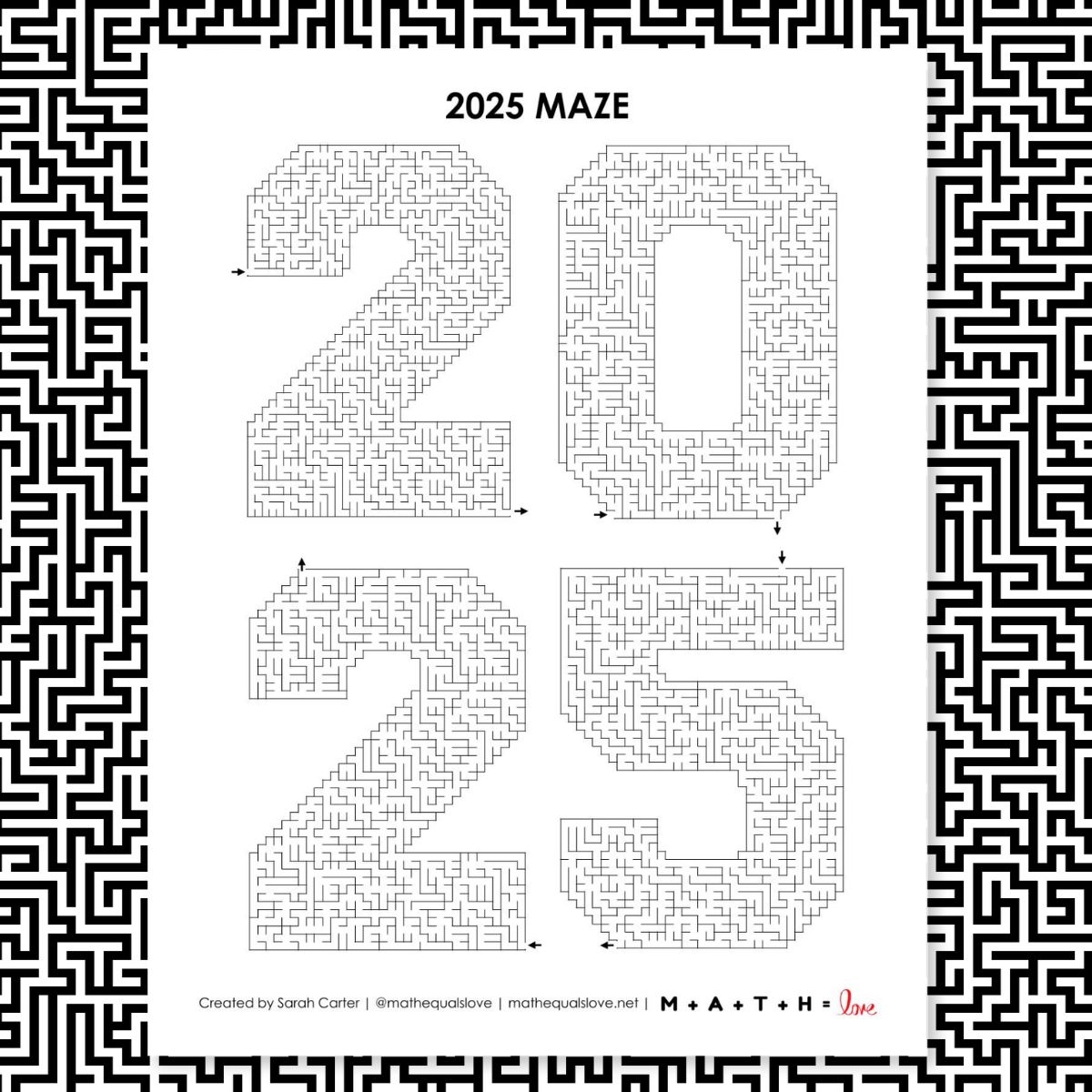 2025 Maze Worksheet Math U003d Love