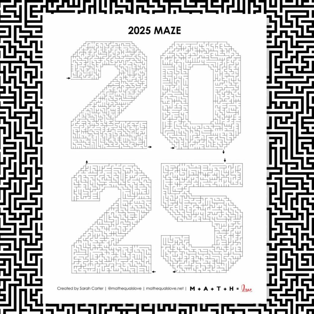 2025 Maze Worksheet Math U003d Love