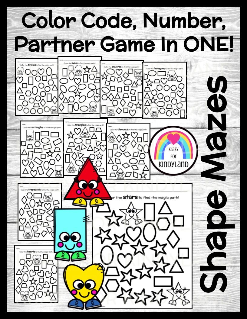 2D Shape Maze Activities Color Code Count And Partner Game In One Math Center