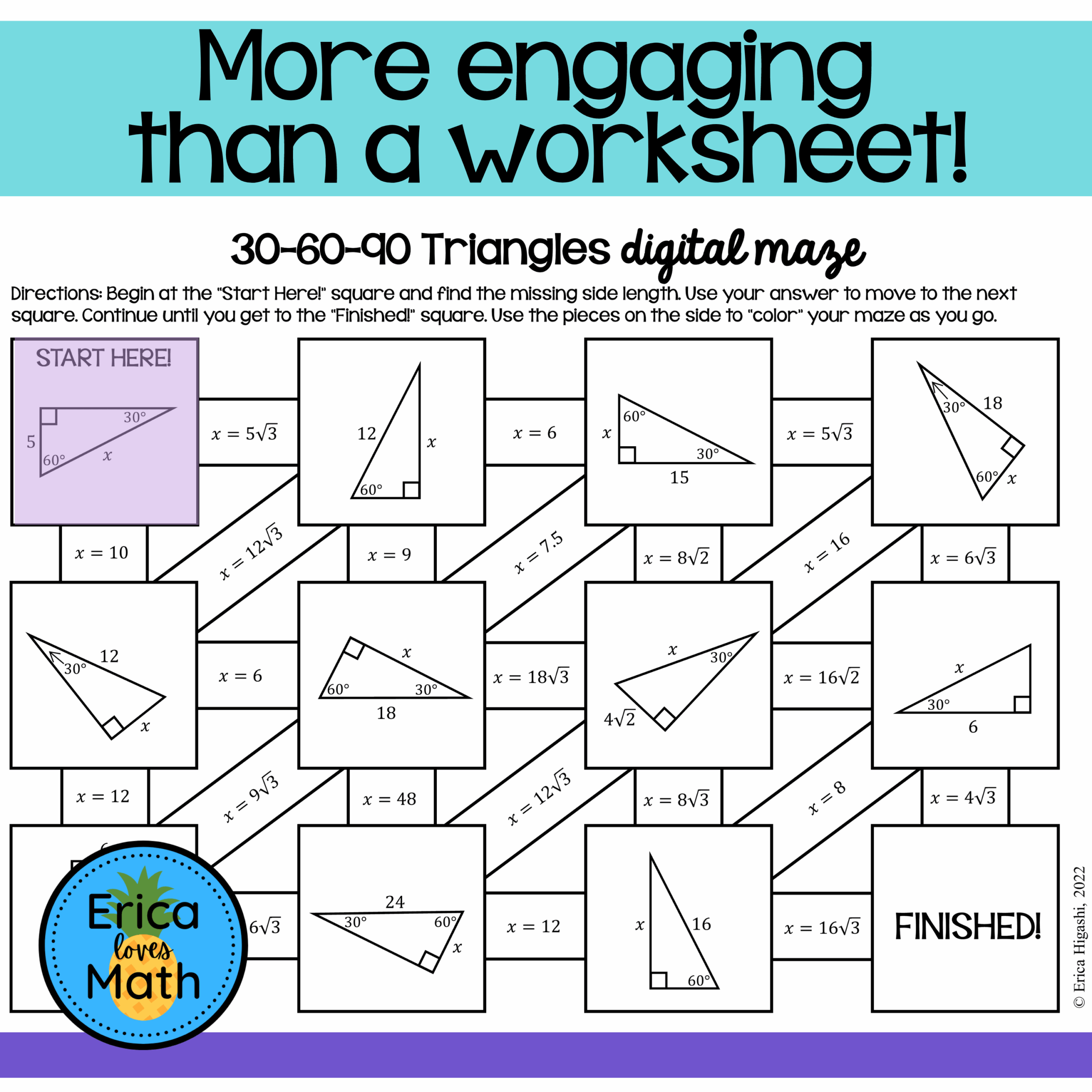 Pythagorean Theorem Maze Worksheet Answers