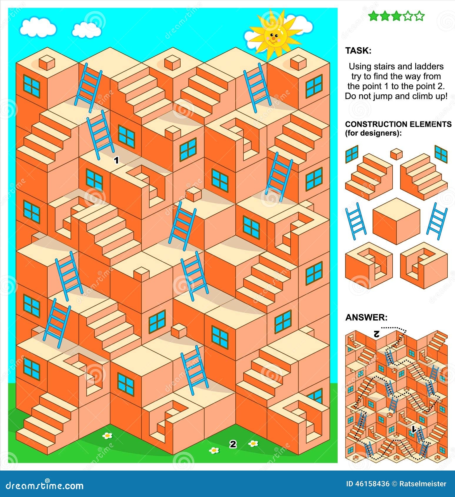 3d Maze Game With Stairs And Ladders Stock Vector Illustration Of Construction Activity 46158436