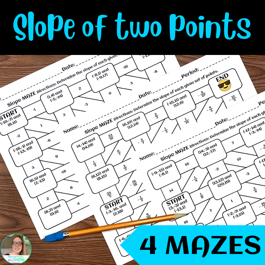 4 Finding Slope W Two Points Maze Worksheet Activities HS Algebra Slope Activity Math And Science Sarah