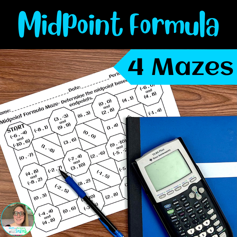 4 Midpoint Formula Mazes W Two Endpoints Printable Math Worksheet Activities Math And Science Sarah
