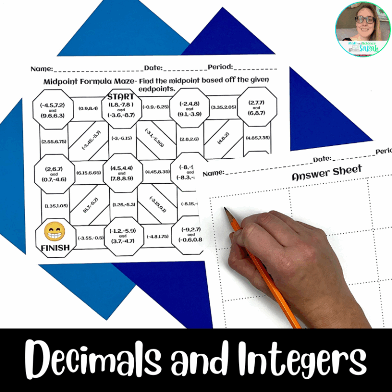 4 Midpoint Formula Mazes W Two Endpoints Printable Math Worksheet Activities Math And Science Sarah