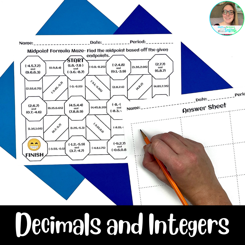 4 Midpoint Formula Mazes W Two Endpoints Printable Math Worksheet Activities Math And Science Sarah