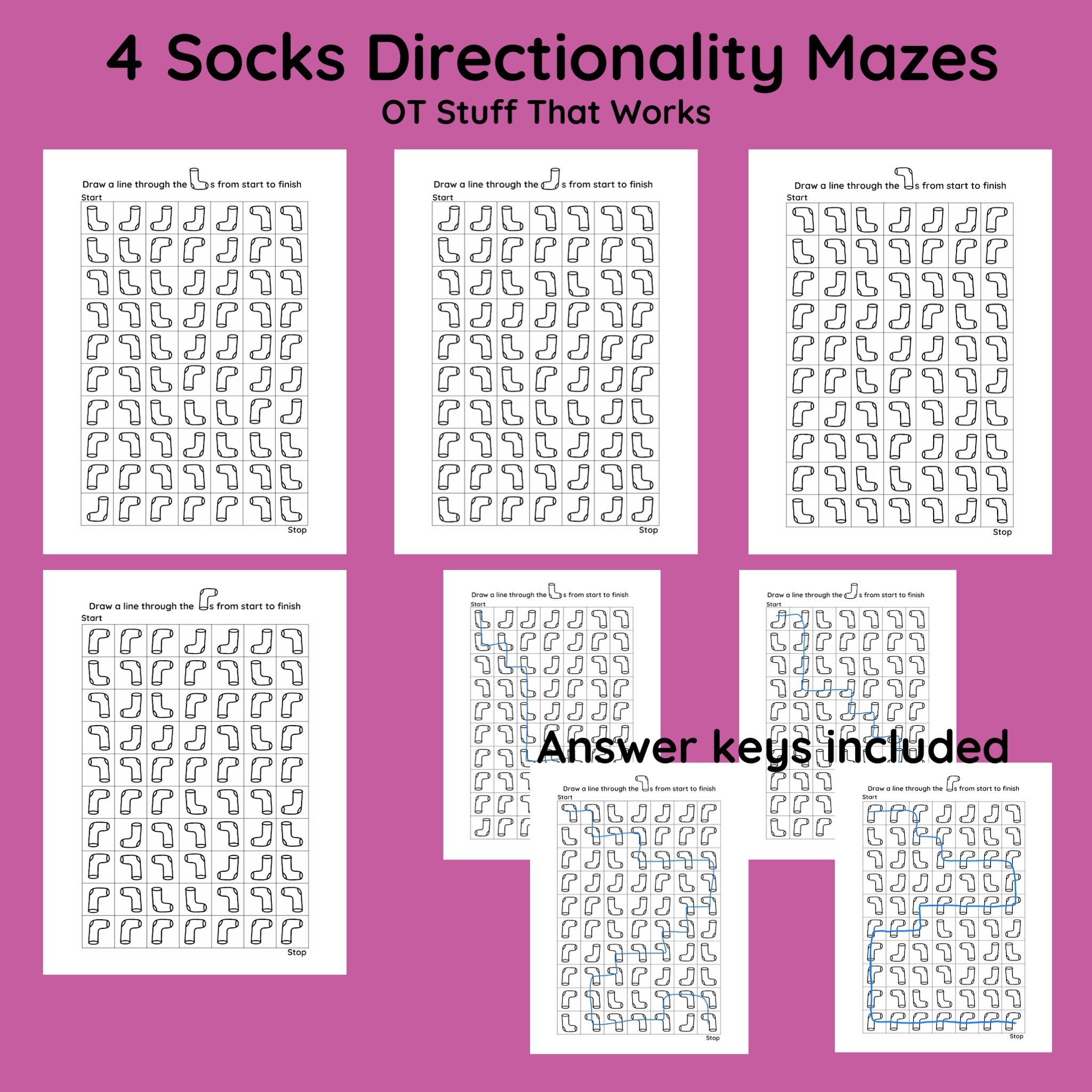 4 Socks Directionality Mazes Classful