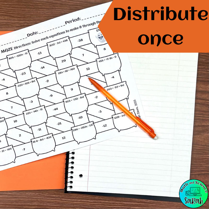 Multi Step Equation Maze Worksheet