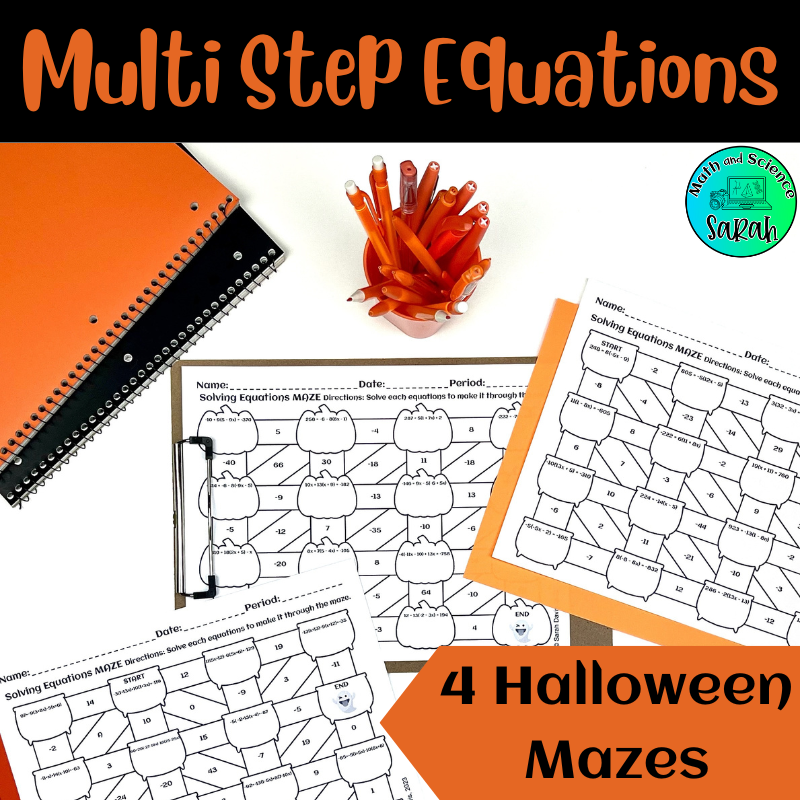 4 Solving Multi Step Equations Halloween Mazes Algebra Worksheet Activities Math And Science Sarah