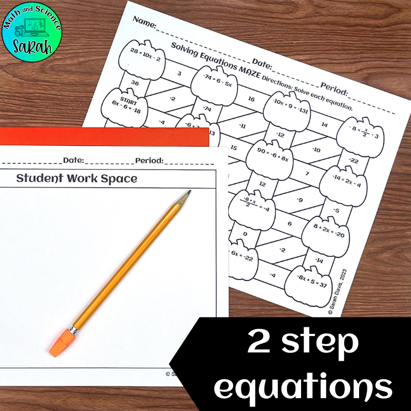 4 Solving One U0026 Two Step Equations Halloween Mazes Algebra Worksheet Activities Math And Science Sarah