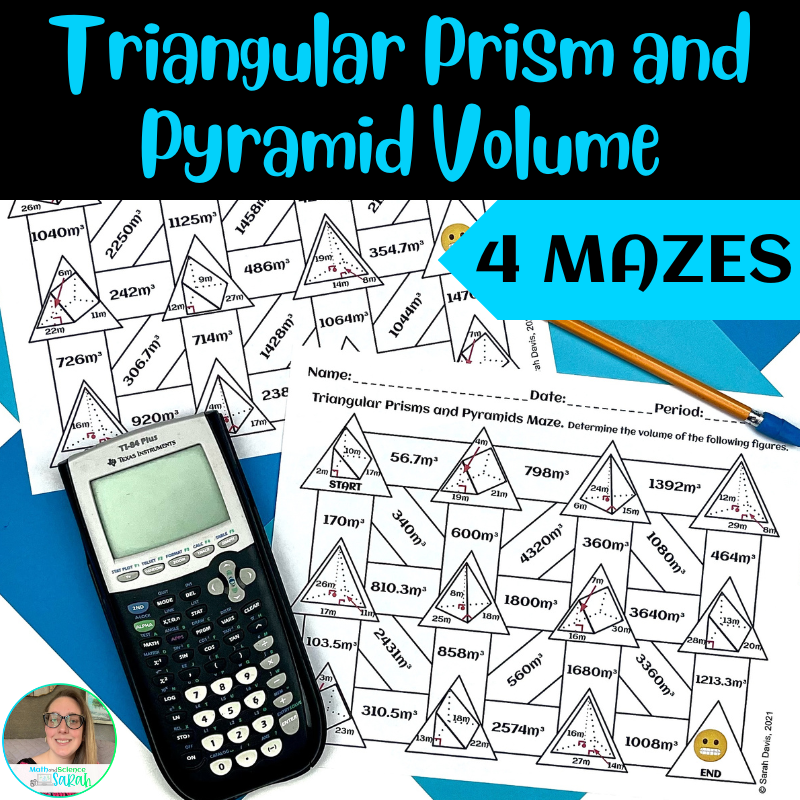 4 Volume Of Triangular Prisms And Triangular Pyramids Mazes 