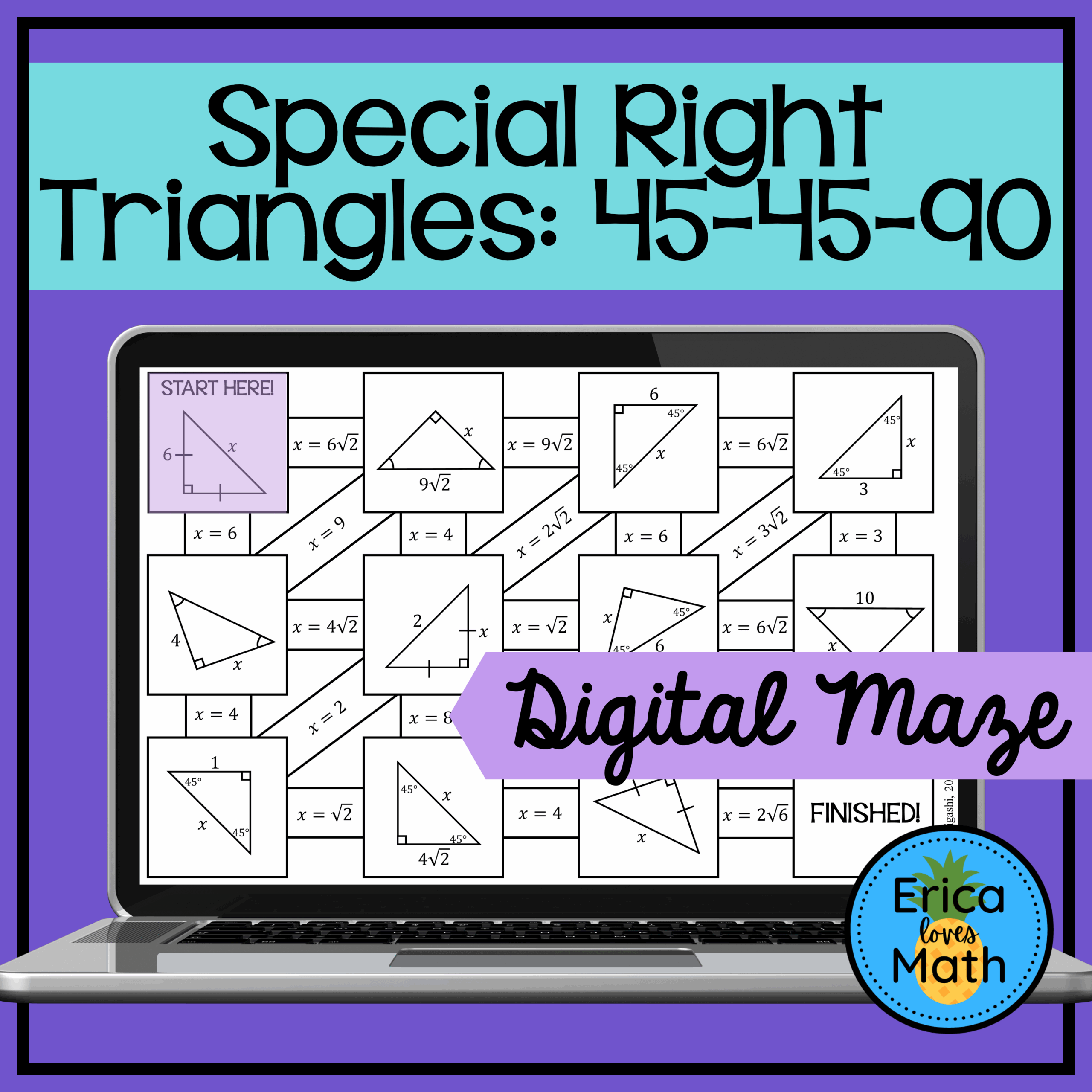 45 45 90 Special Right Triangles Digital Activity Maze Made By Teachers