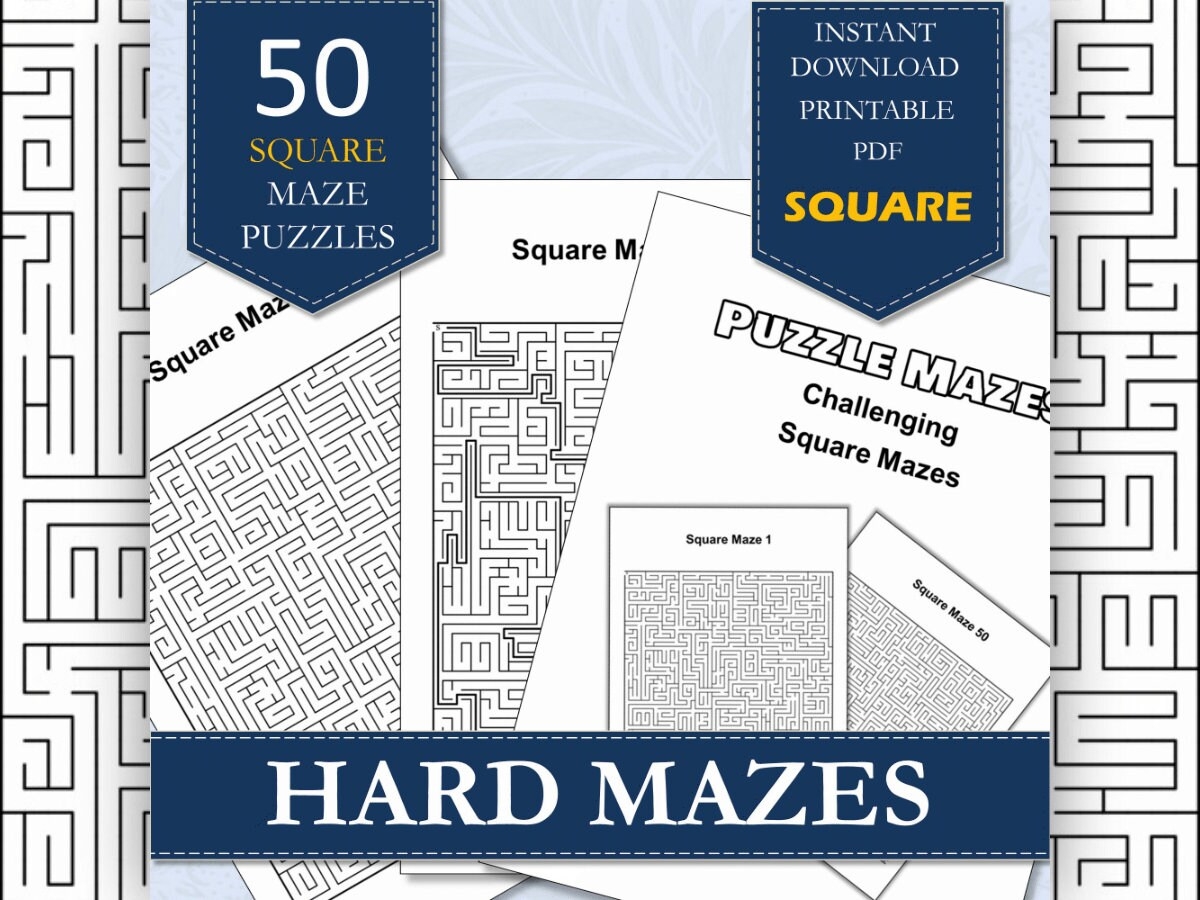 50 Square Hard Mazes For Adults Printable Mazes VOLUME 01 Maze PDF Etsy