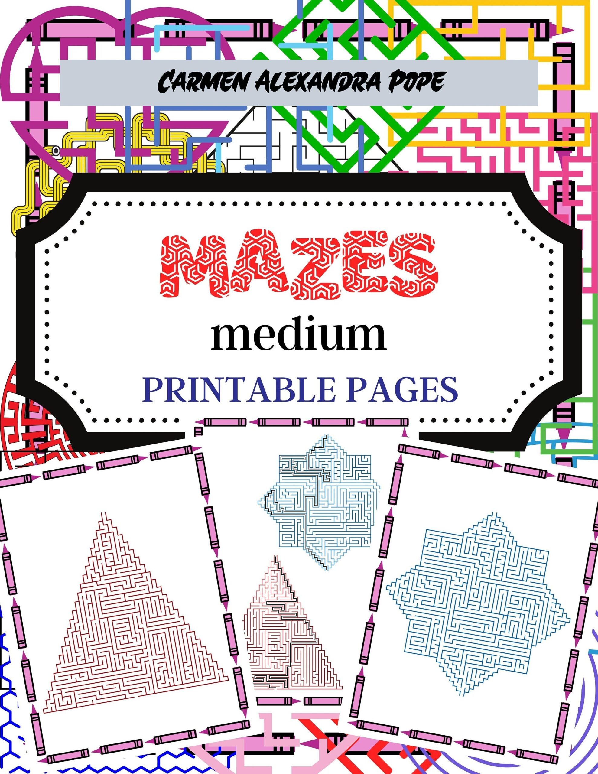 58 Color Mazes With Solutions Level MEDIUM Printable Pages Instant Download Personal Use Etsy