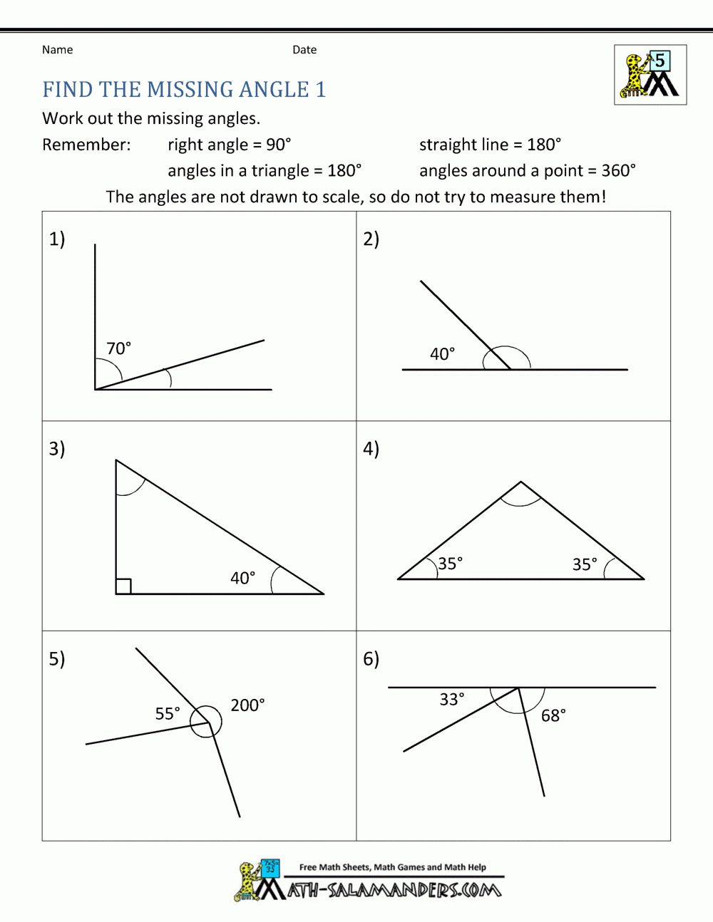 Find The Missing Angle Measure Maze Worksheet