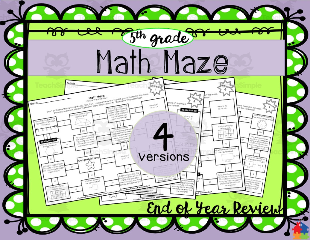 5th Grade Math Maze End Of Year Review By Teach Simple