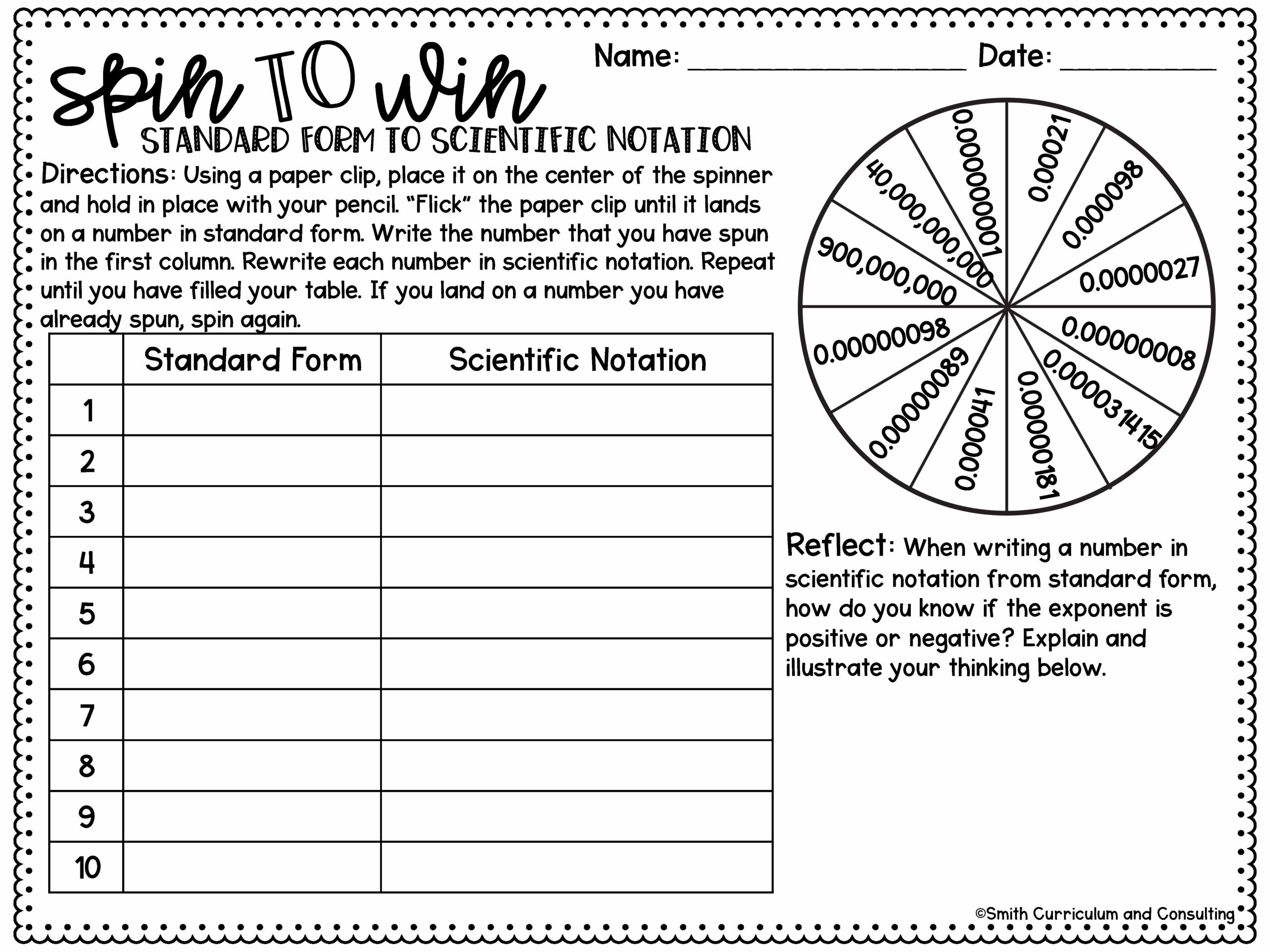8 Engaging Activities For Scientific Notation Smith Curriculum Worksheets Library