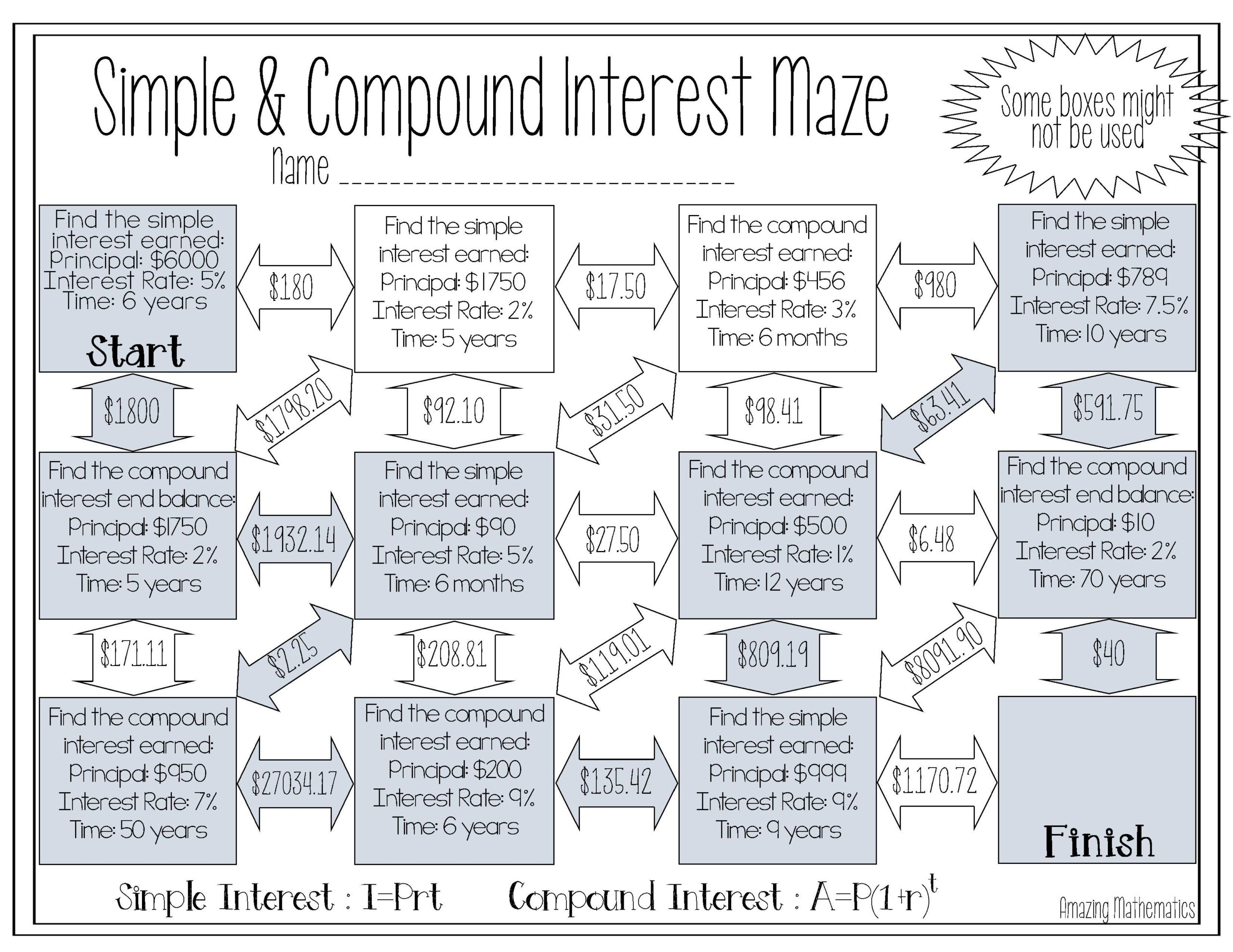 9 Financial Mathematics Ideas Simple Interest Middle School 