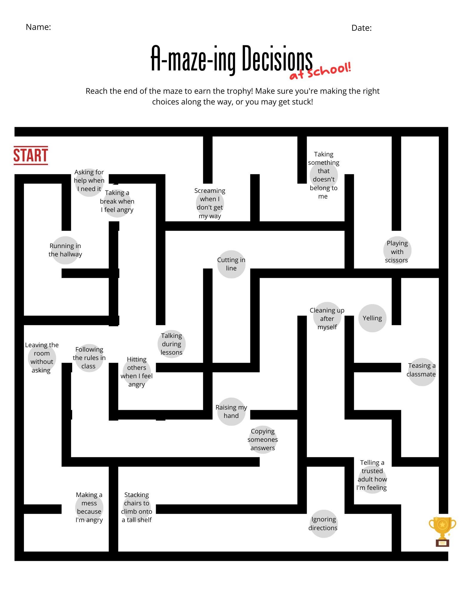 A MAZE ING Decision Making SEL Worksheet Etsy