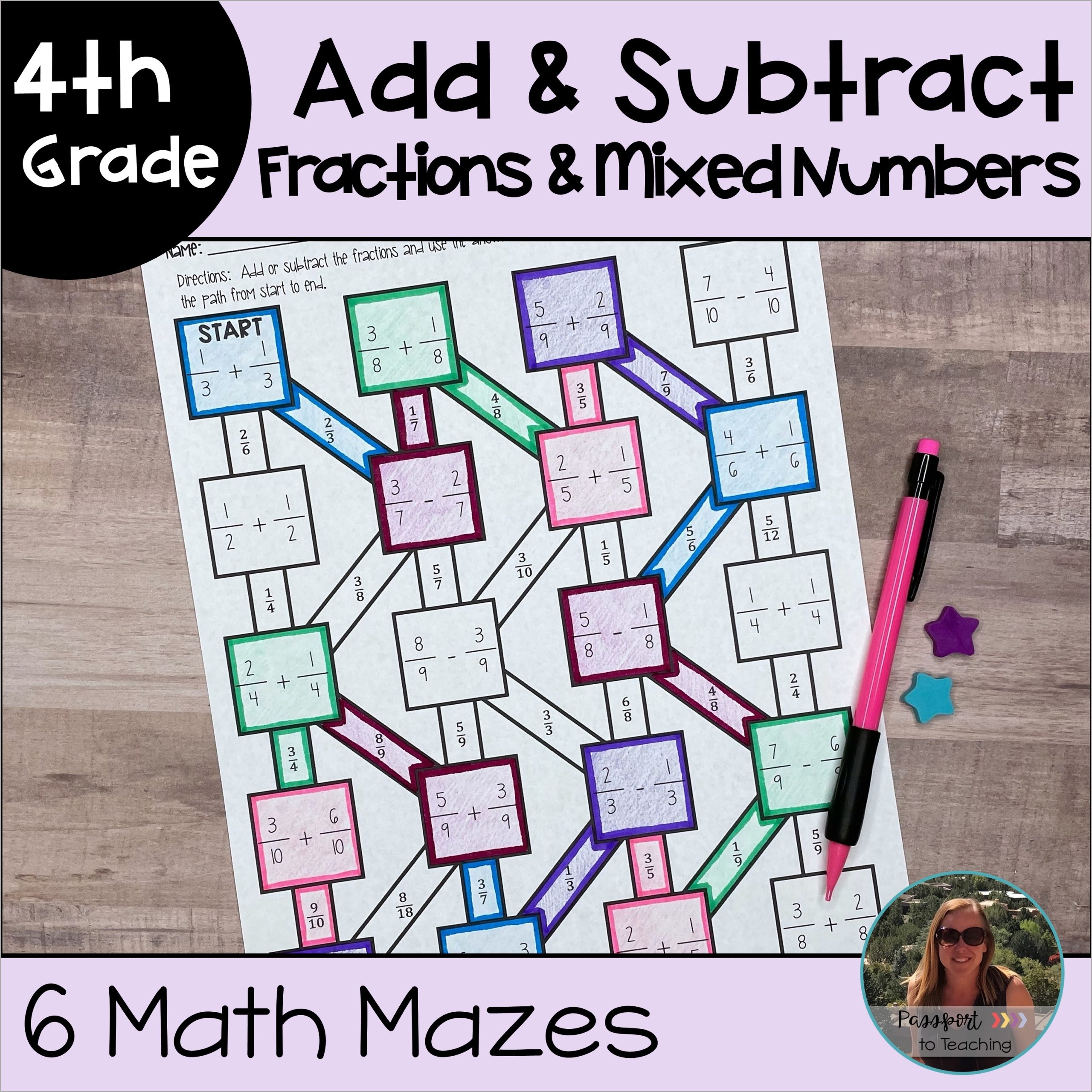 Add And Subtract Fractions And Mixed Numbers With Like Denominators Math Mazes Made By Teachers
