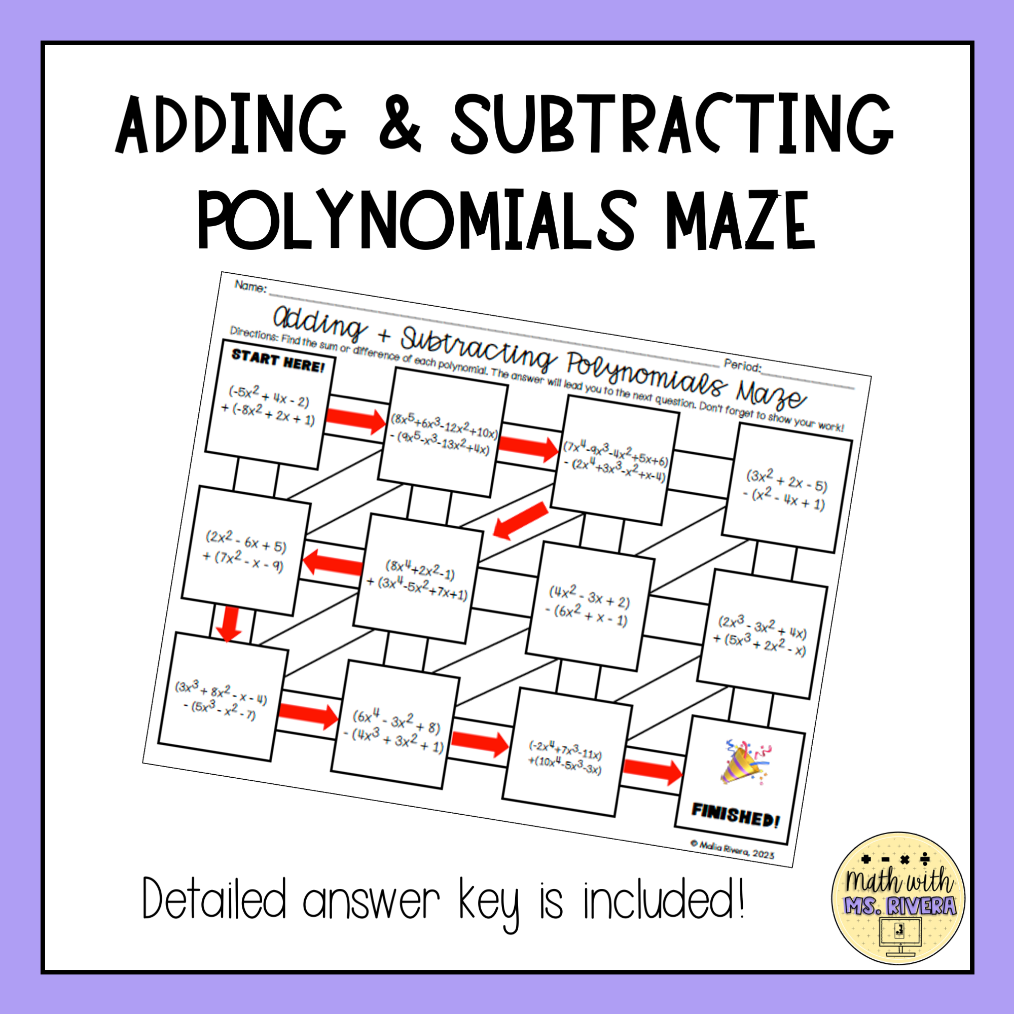 Subtraction Maze Worksheet
