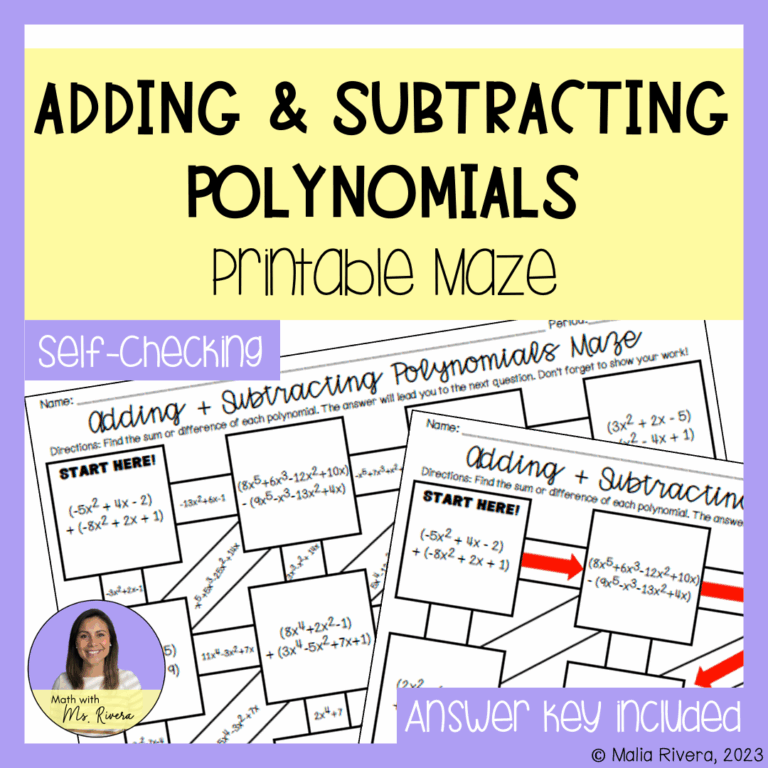 Adding And Subtracting Polynomials Maze Worksheet Made By Teachers