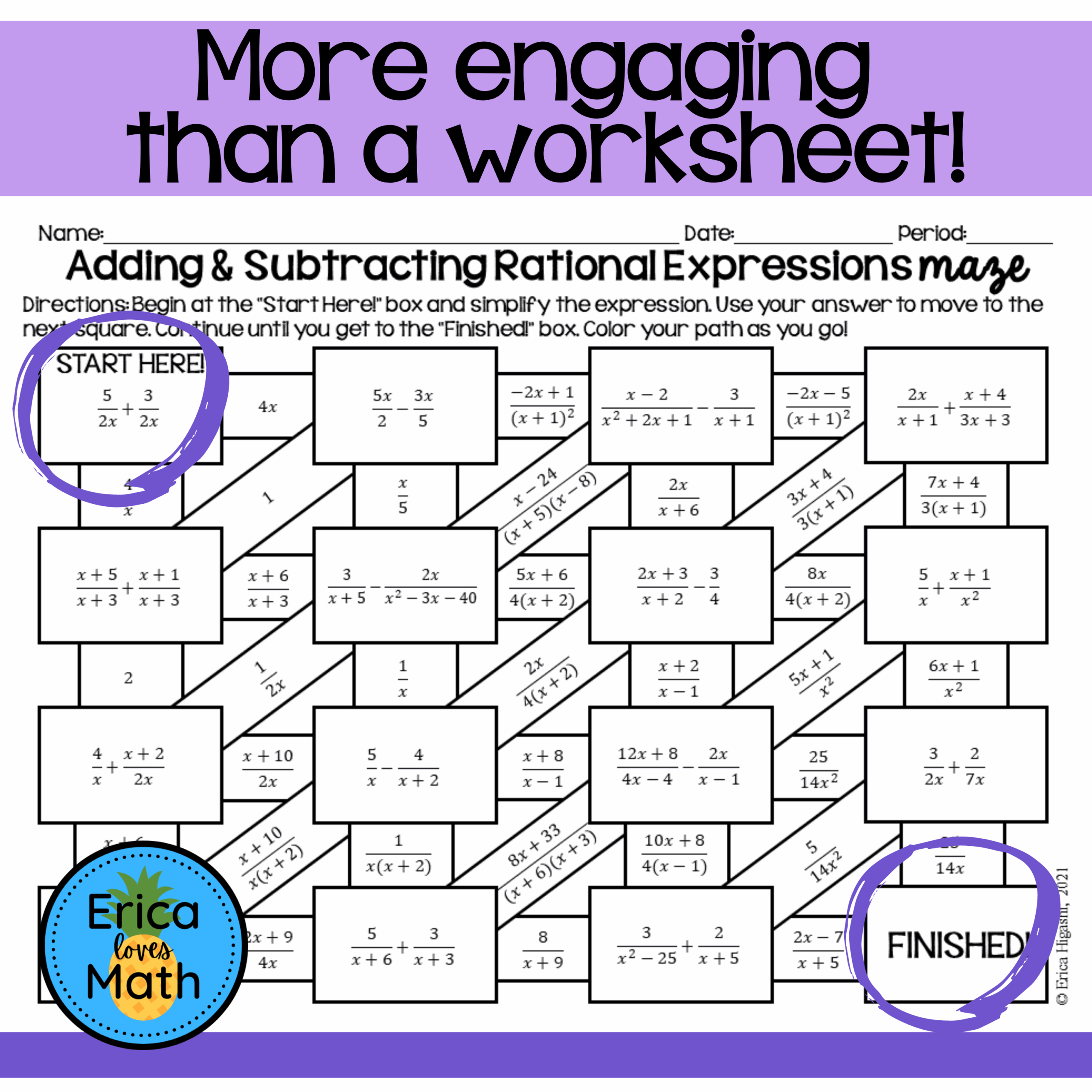 Adding And Subtracting Radical Expressions Maze Worksheet