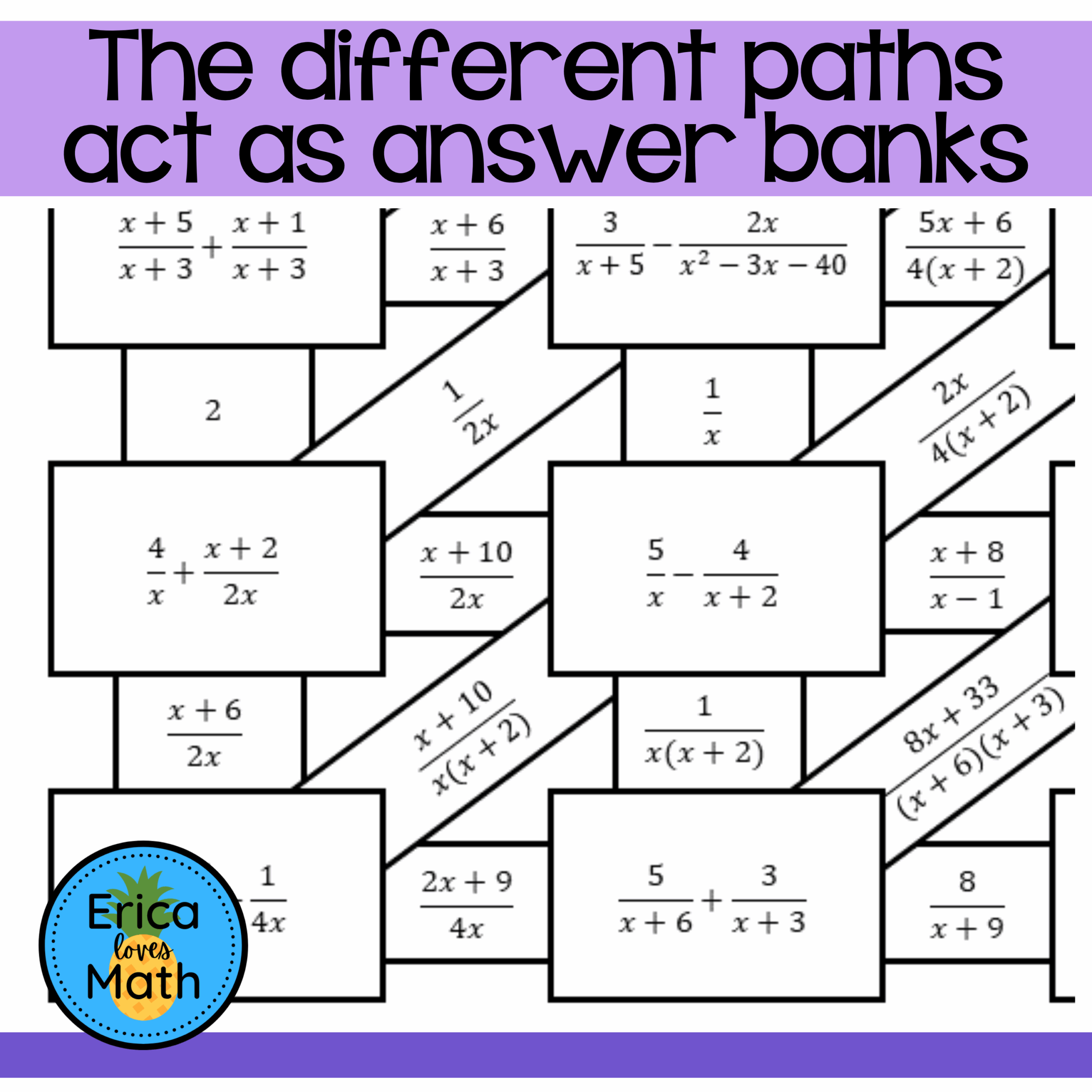Adding U0026 Subtracting Rational Expressions Maze Worksheet Activity Made By Teachers