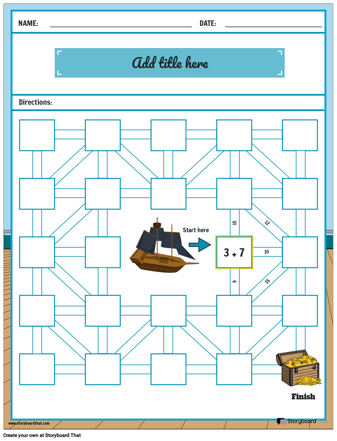 Addition Maze Math Games Worksheet Storyboard