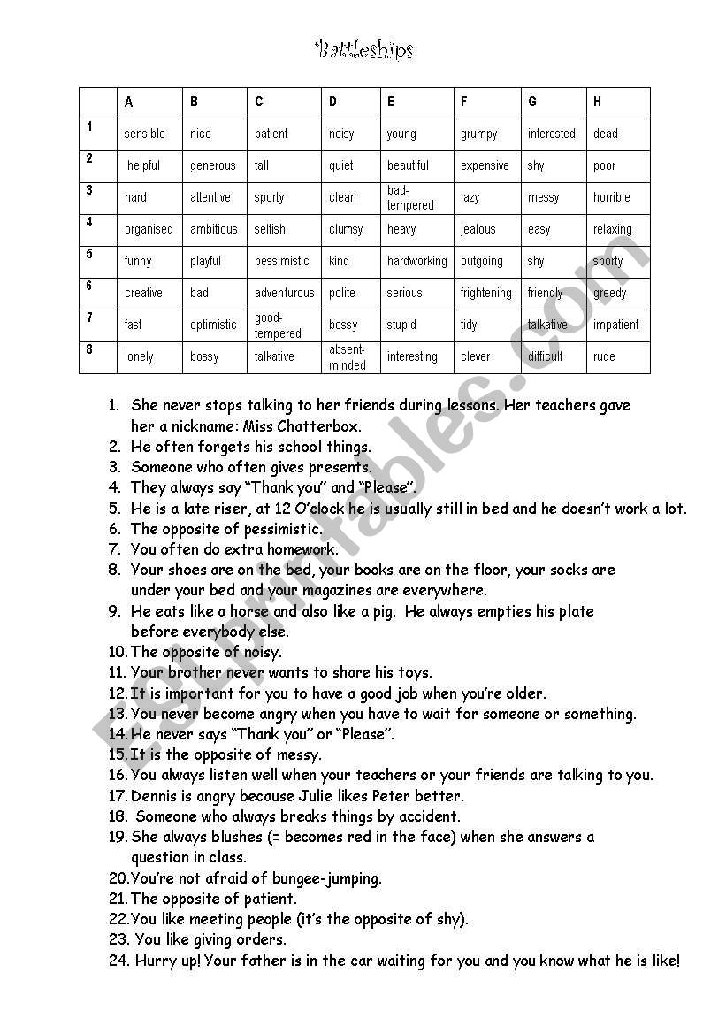 ADJECTIVE MAZE ESL Worksheet By M GESLIN