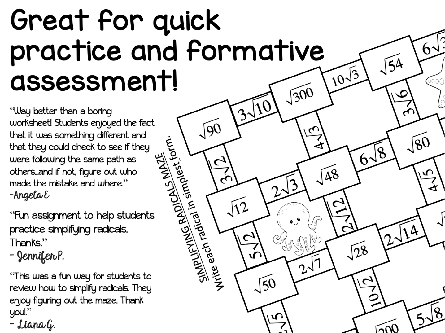 Algebra Simplifying Radicals Maze Made By Teachers