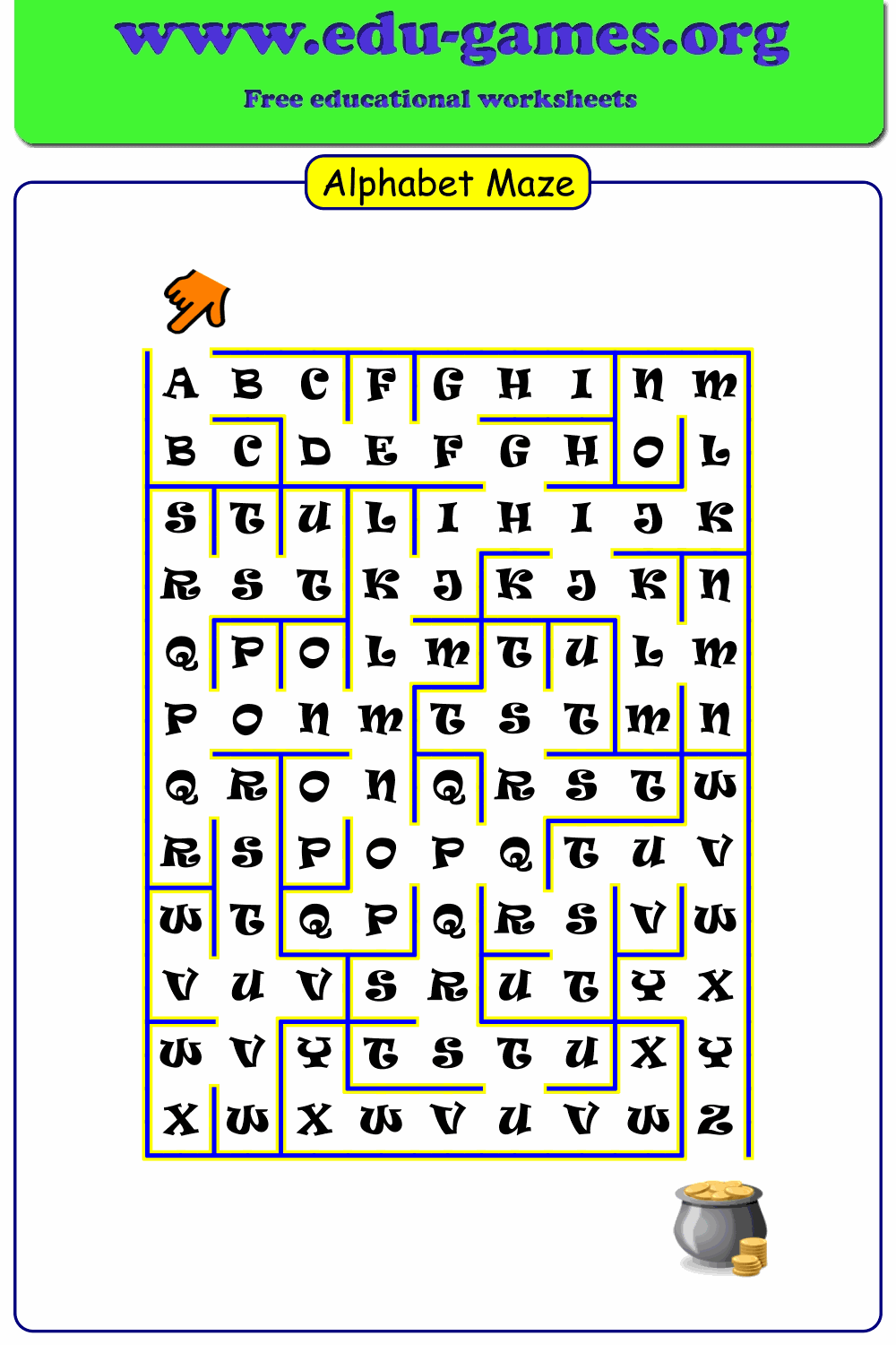 Free Alphabet Maze Worksheets
