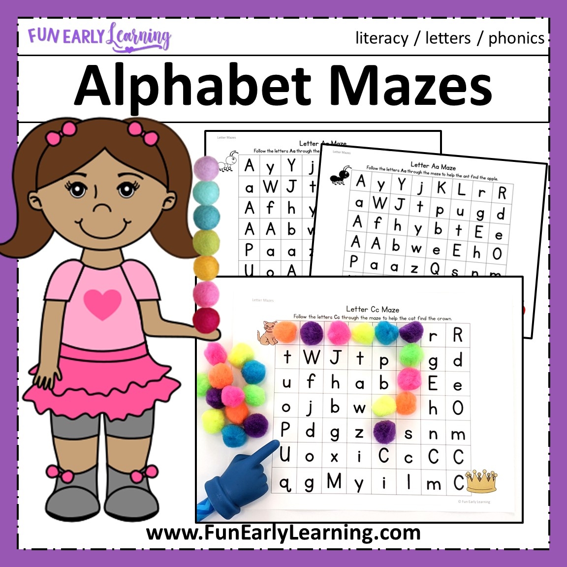 Kindergarten Alphabet Maze Worksheets