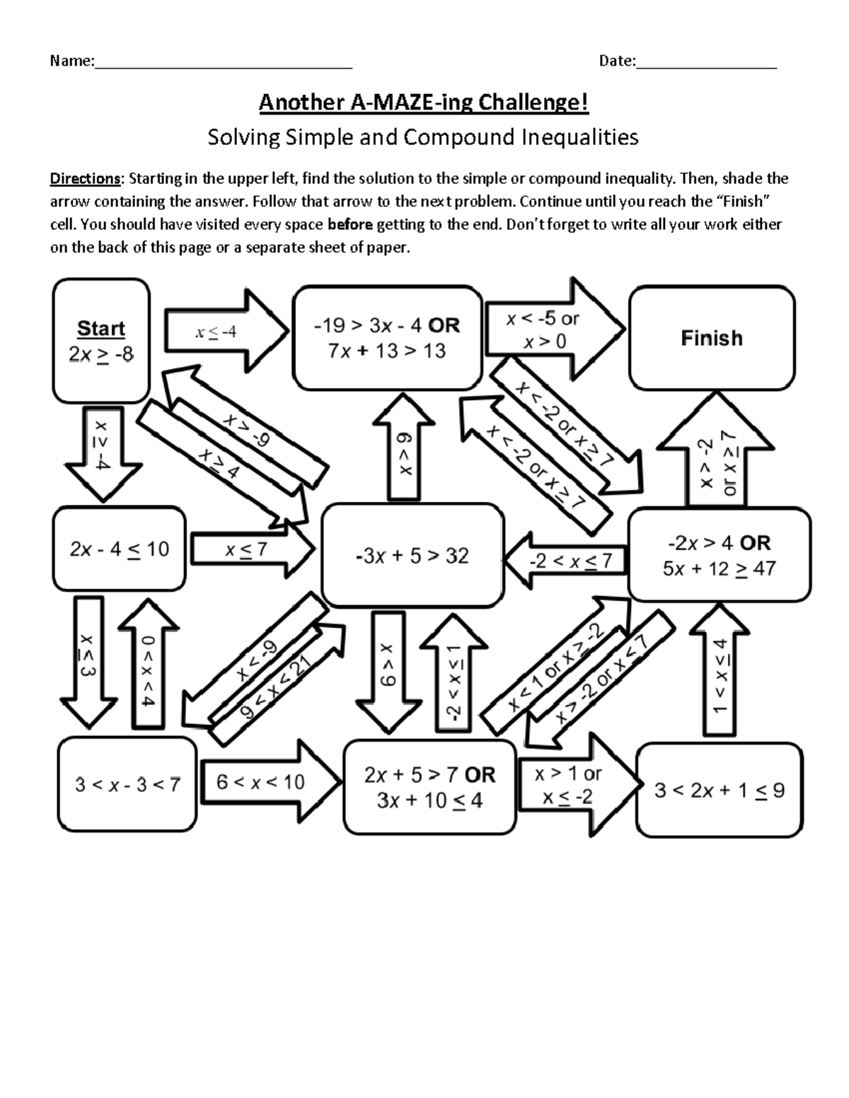Amogh Suryawanshi Simpleand Compound Inequalities Maze 1 Name Studocu