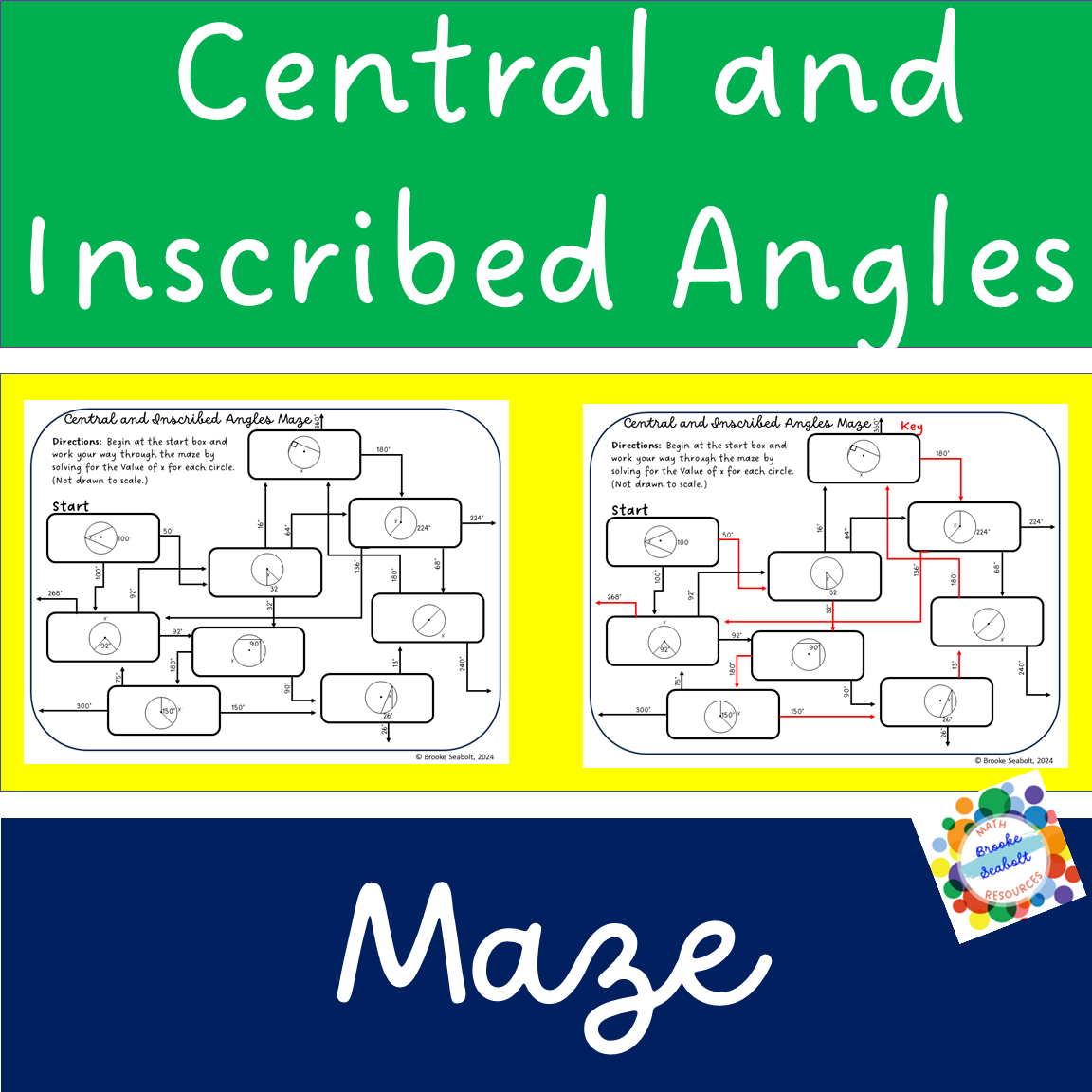 Angle And Arc Relationships In Circles Mazes And Reference Sheet Bundle Classful