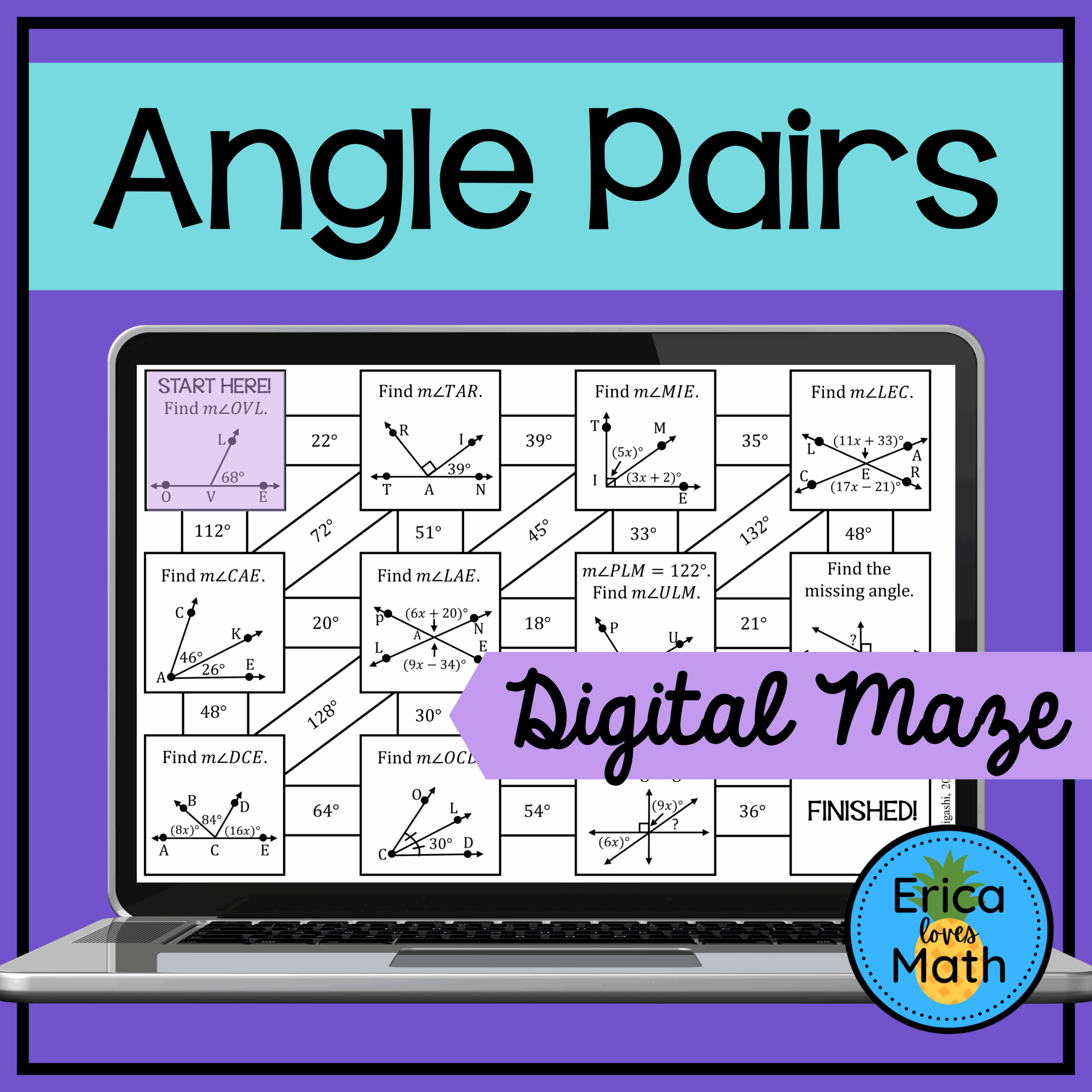 Angle Pair Relationships Digital Activity Maze Made By Teachers