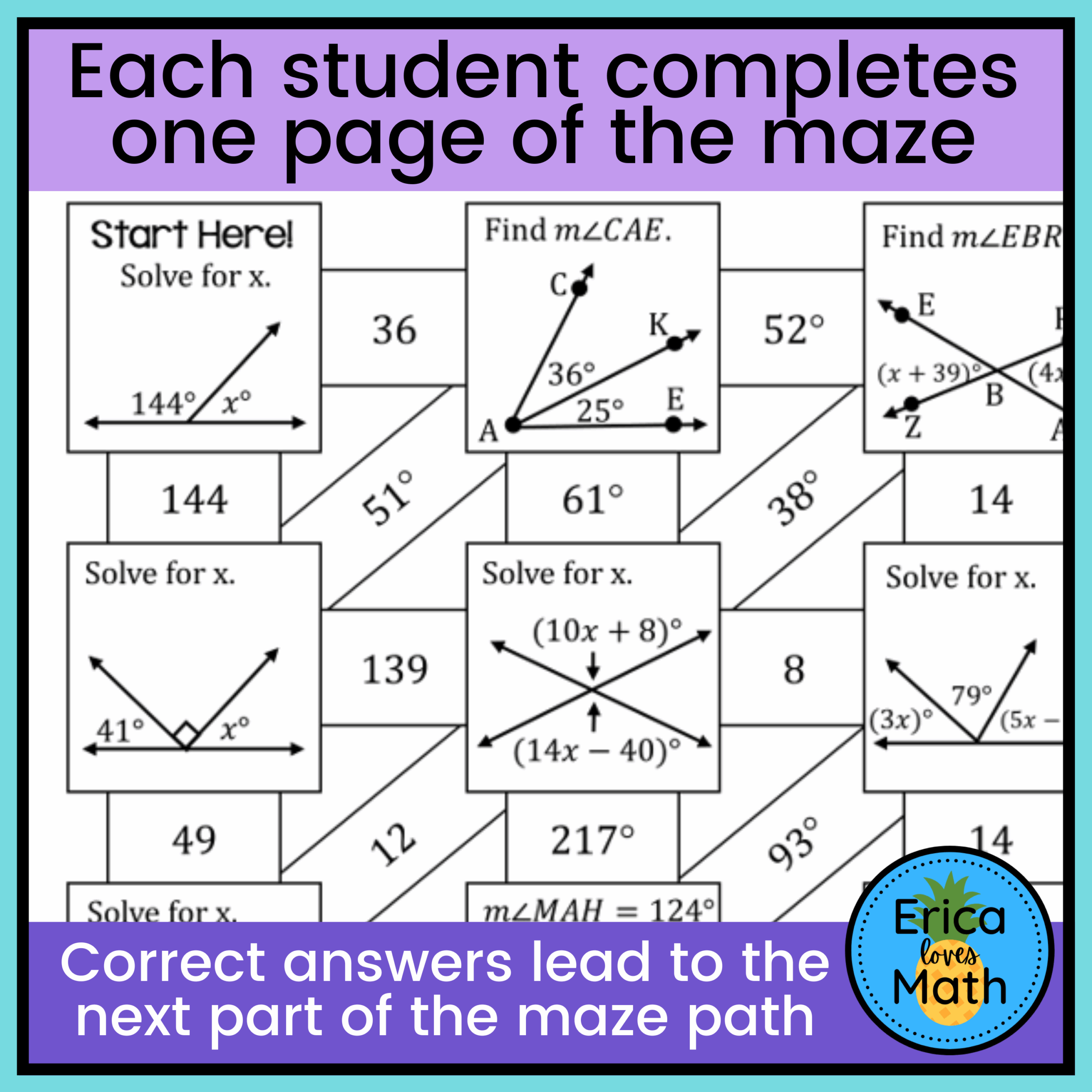 Angle Pairs Activity Partner Maze Classful