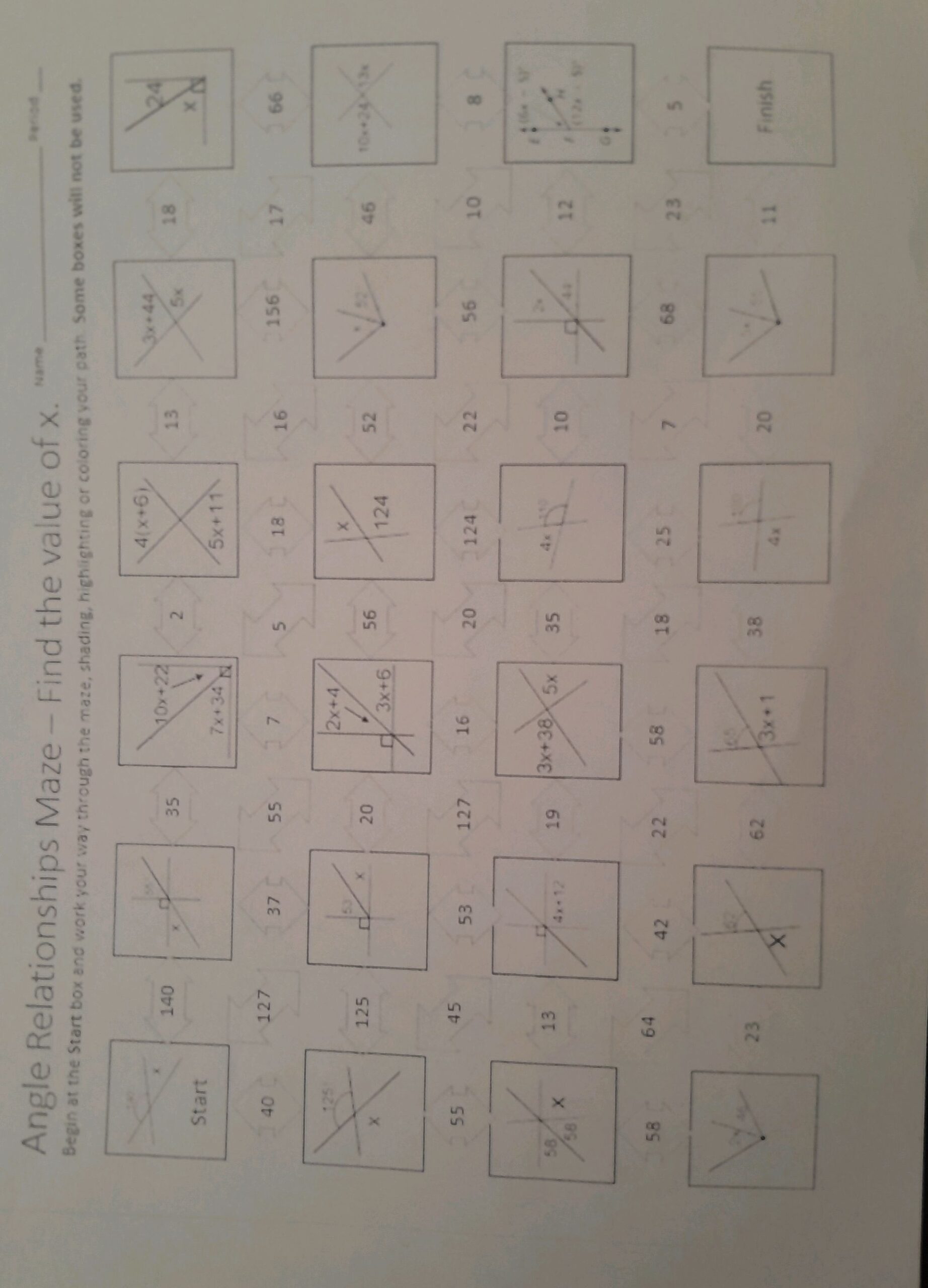 Angle Relationships Maze Find The Value Of StudyX