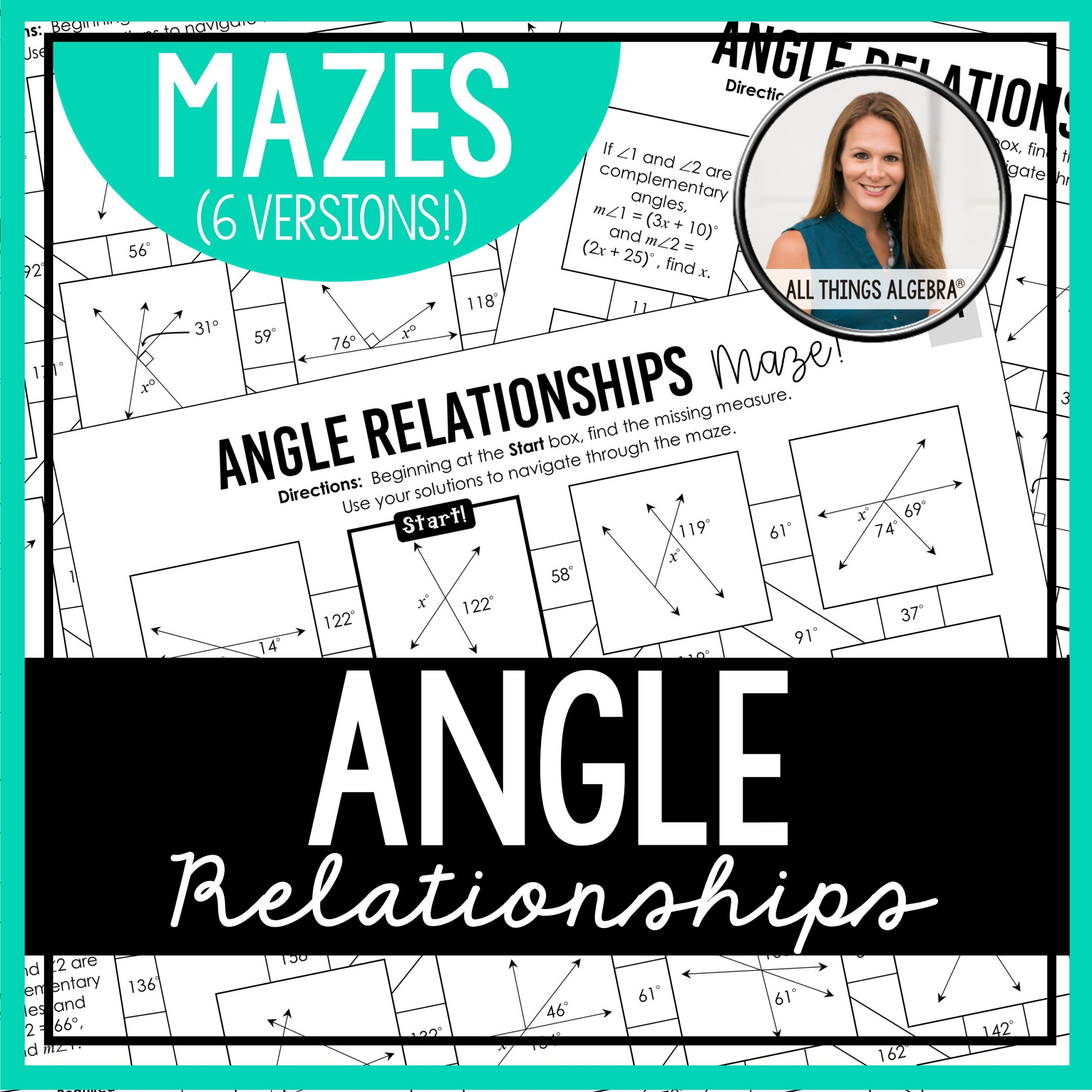 Angle Relationships Vertical Complementary Supplementary Mazes