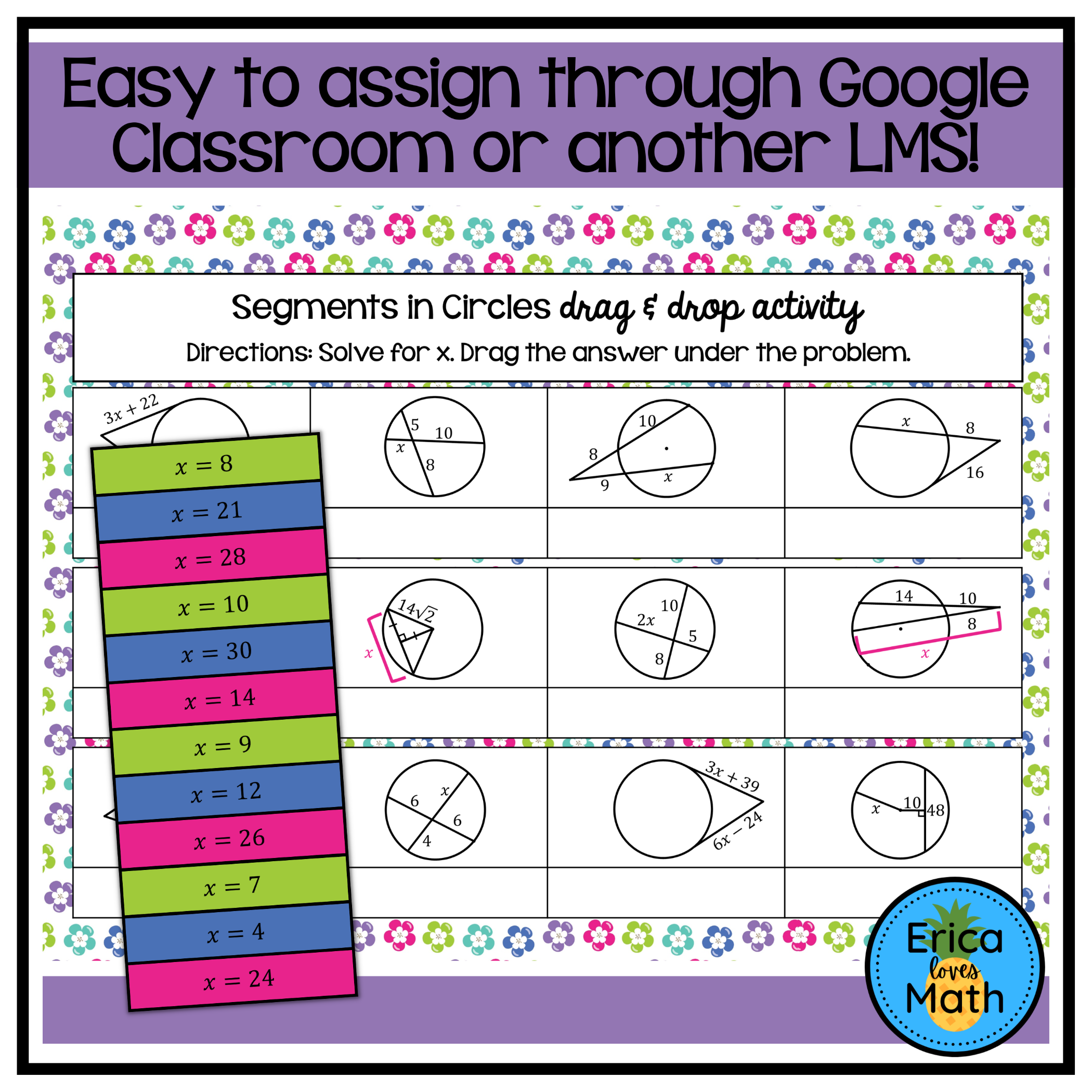 Angles Arcs Segments In Circles Digital Activity Drag U0026 Drop Made By Teachers