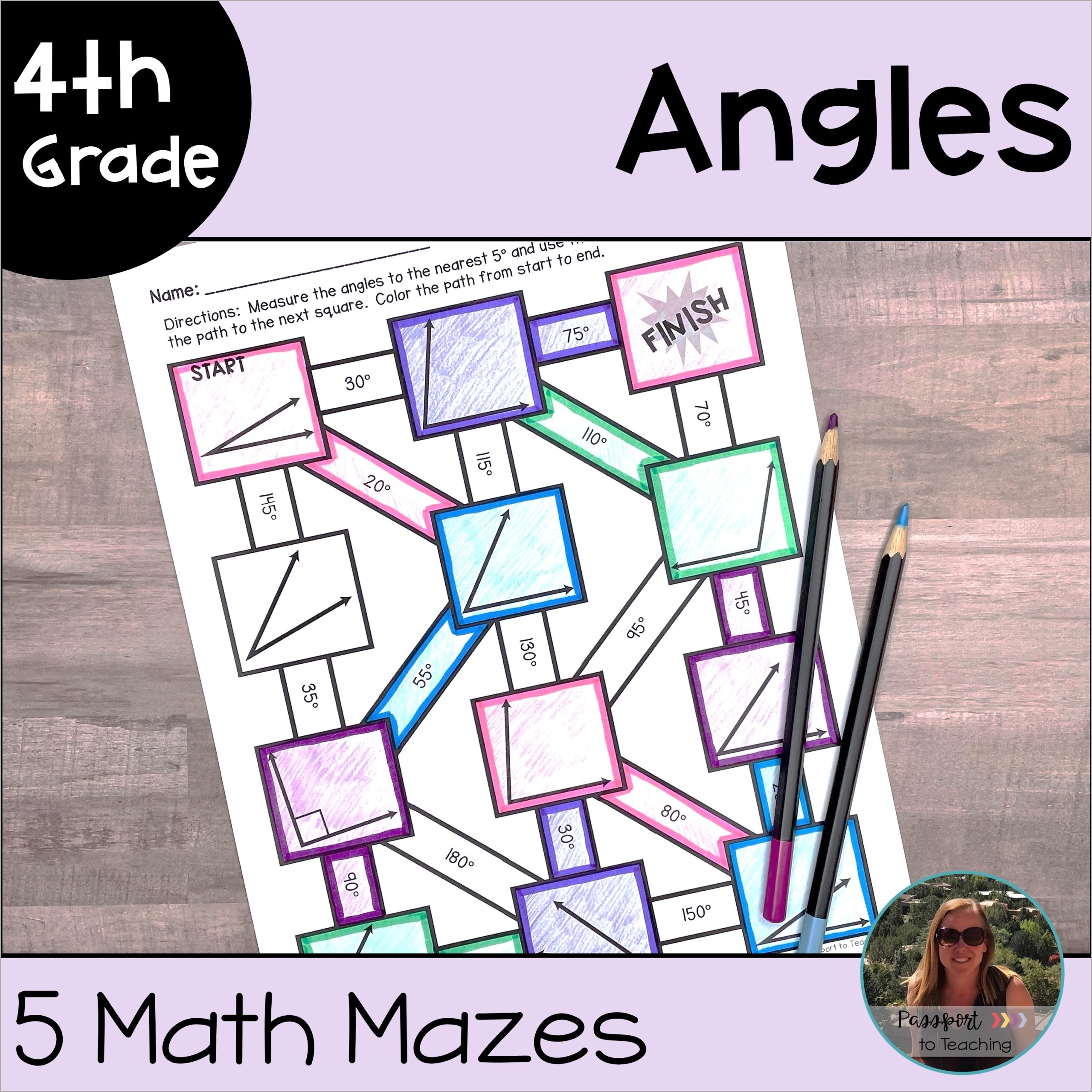 Angles Math Maze Worksheets 4th Grade Made By Teachers
