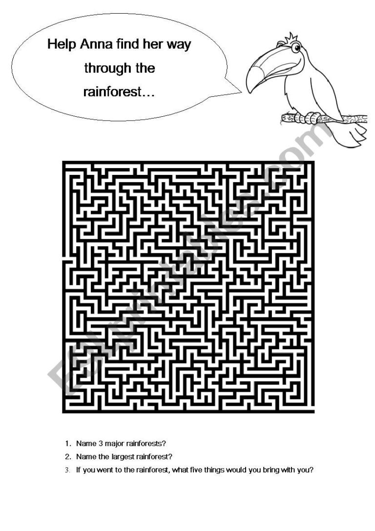 Anna And The Rainforest Maze And Questions ESL Worksheet By Lina therese