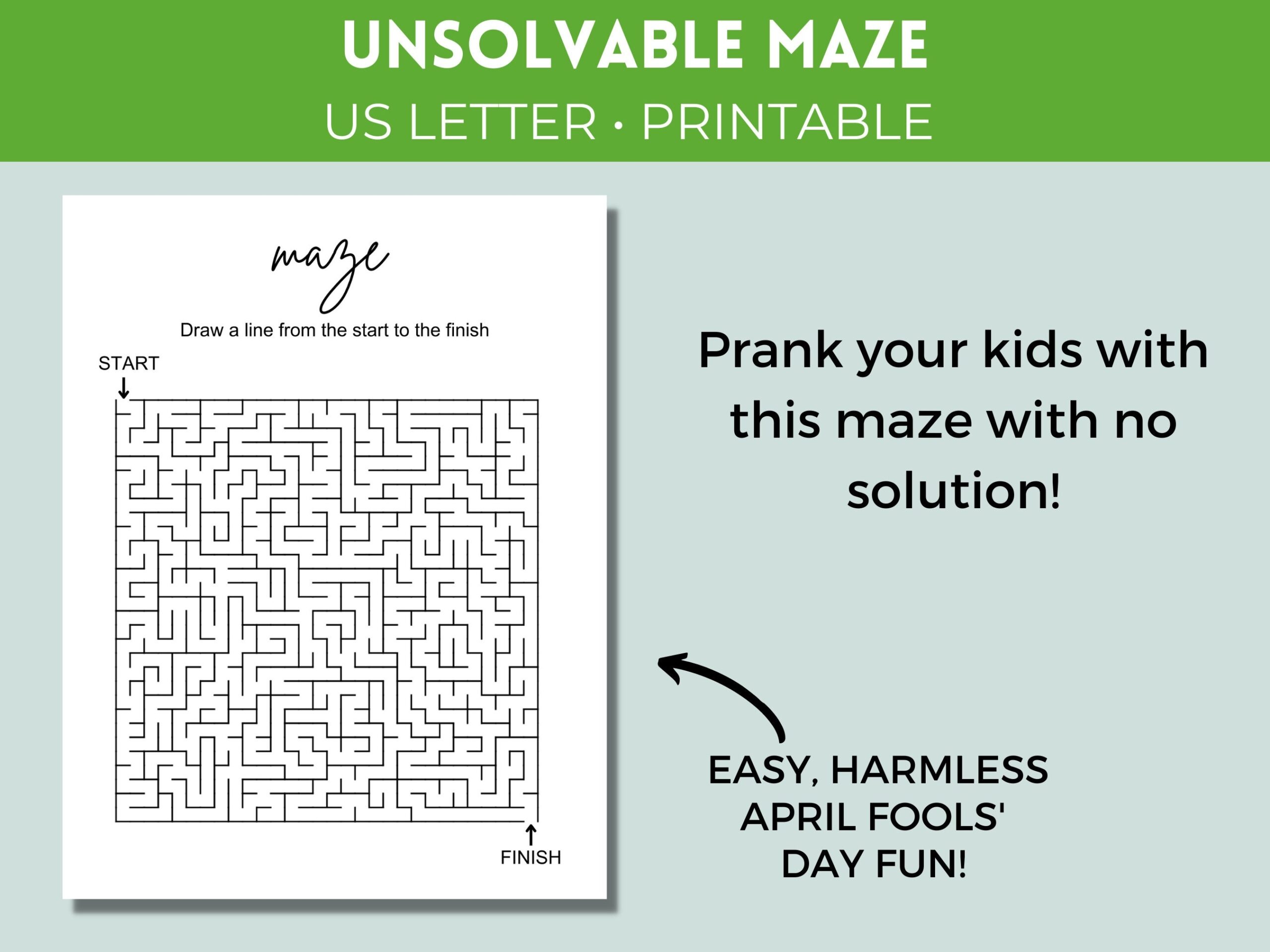 April Fools Day Prank Printable Activities Unsolvable Word 