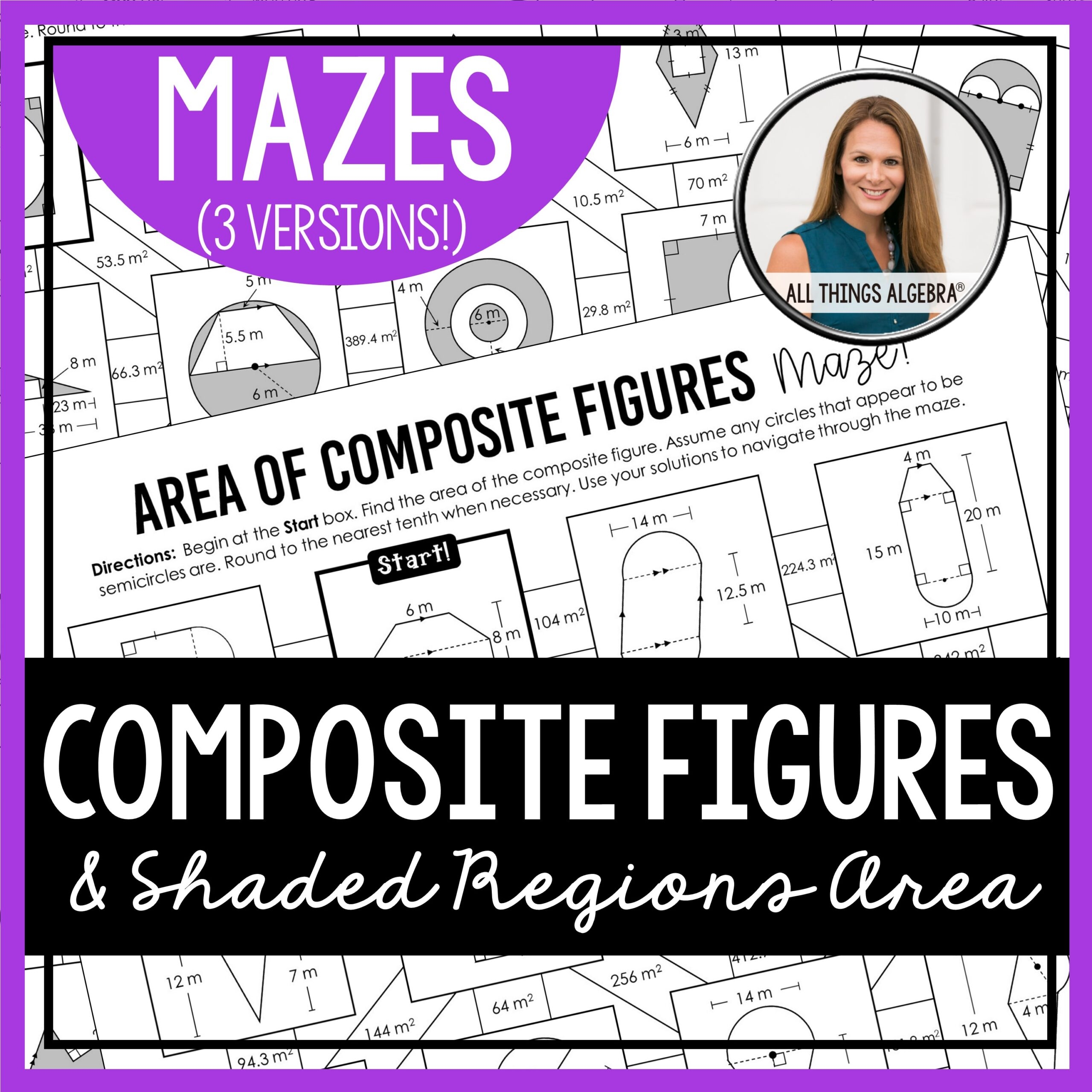 Area Of Composite Figures U0026 Shaded Regions Mazes