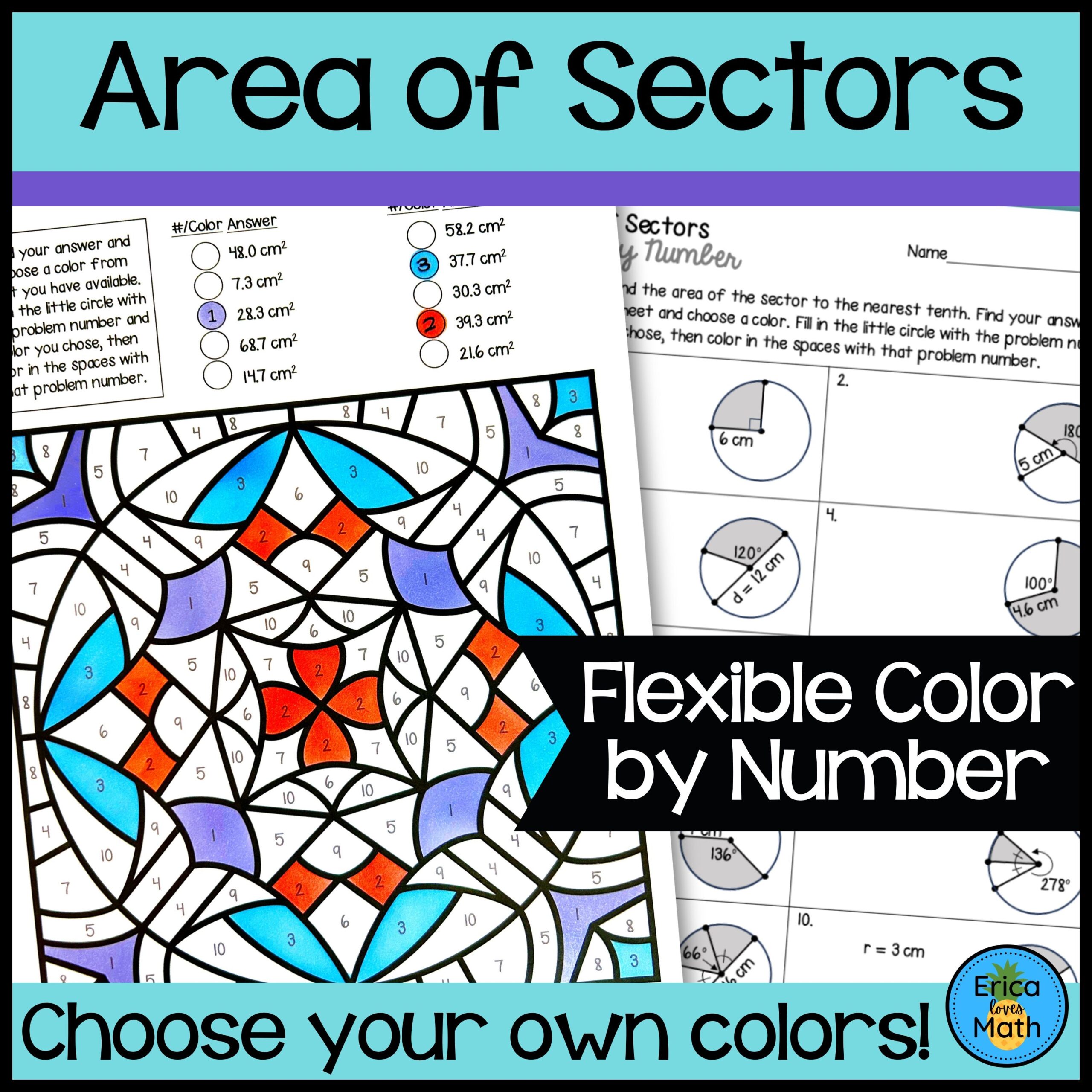 Area Of Sectors In Circles Color By Number Activity Classful