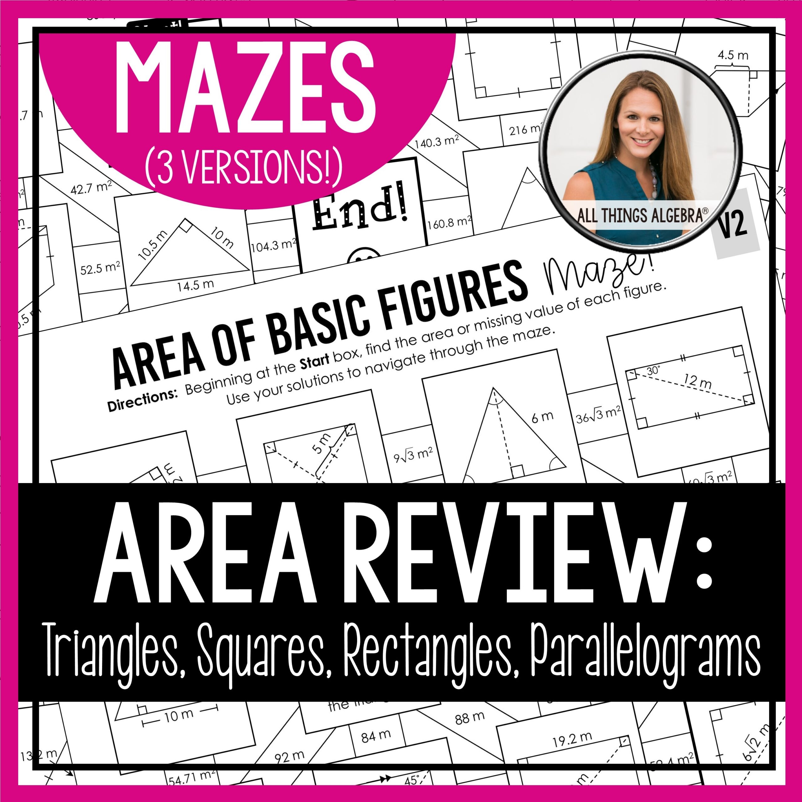 Area Of Triangles Squares Rectangles Parallelograms Mazes