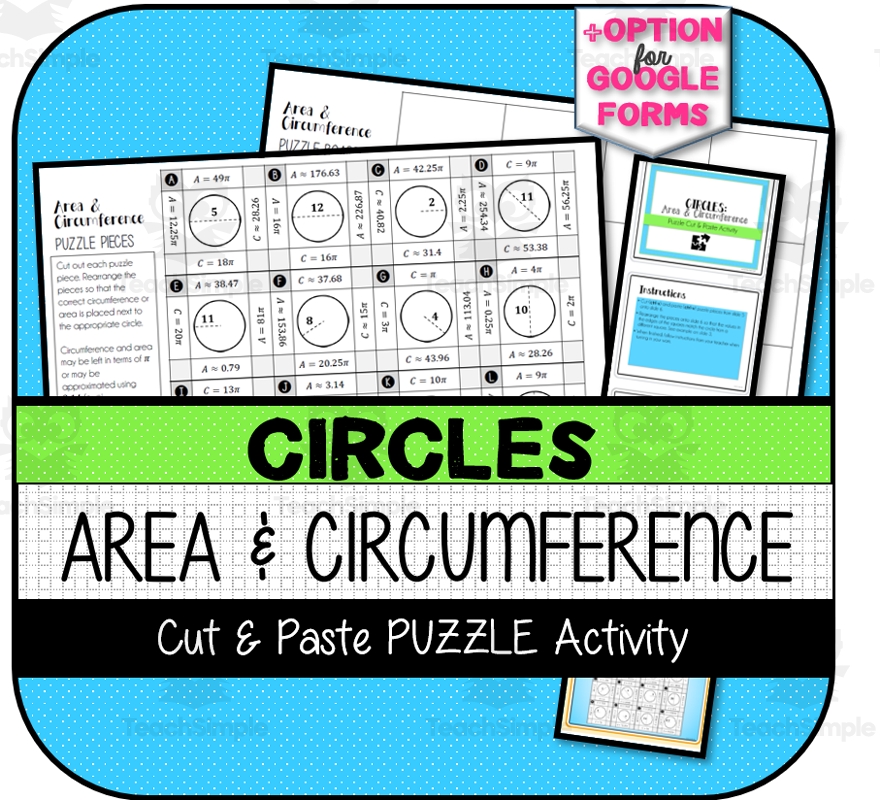 Area U0026 Circumference Of Circles Cut U0026 Paste PUZZLE By Teach Simple