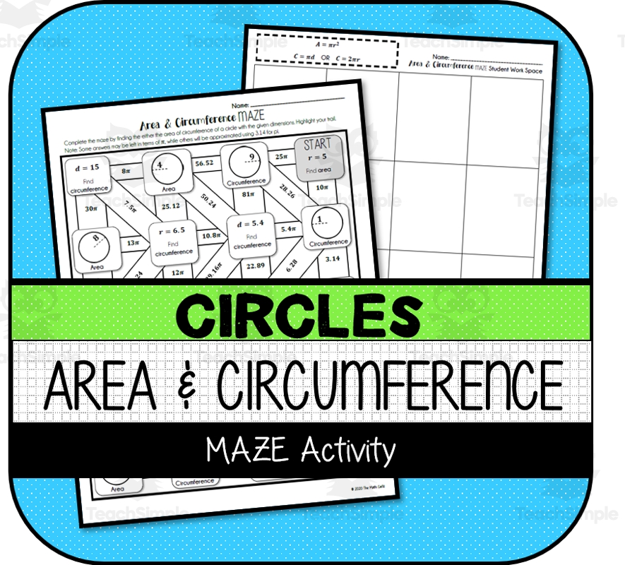 Area U0026 Circumference Of Circles MAZE By Teach Simple