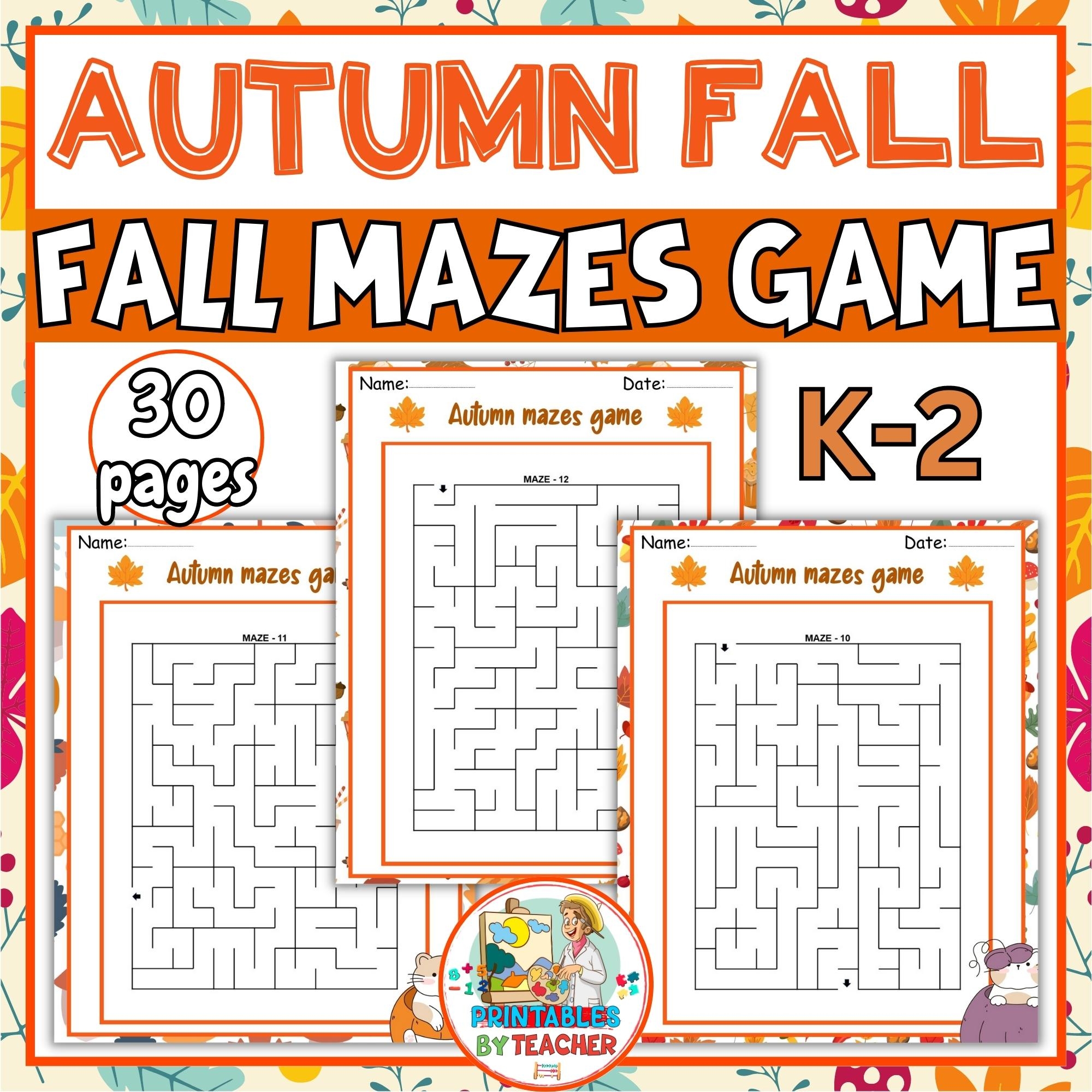 Autumn Fall Mazes Game For Kids Back To School Activities November Activities Made By Teachers